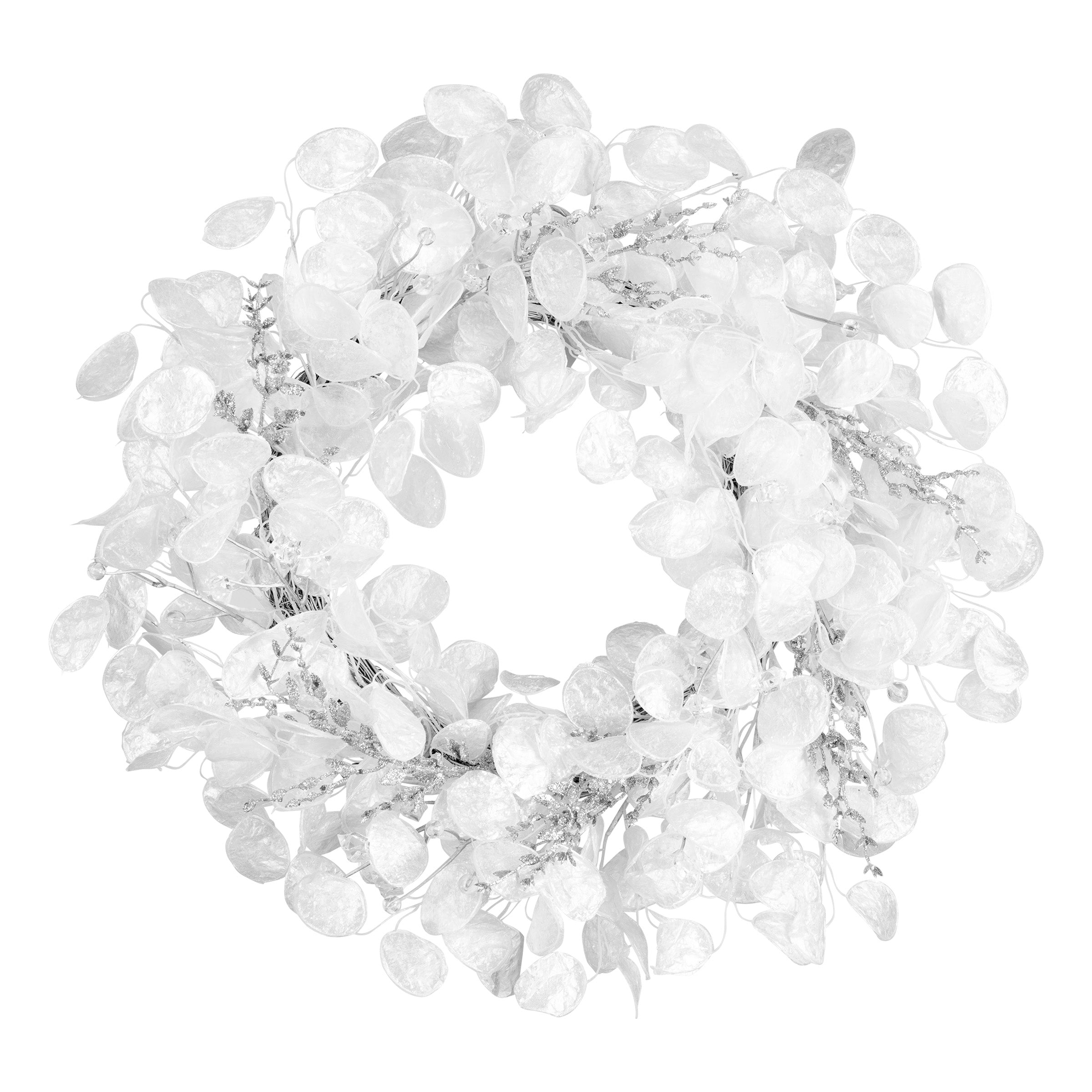 24 Inch Winter Frost White Wreath - Elegant Holiday Decor for Front Door, Fireplace & Christmas Tree Decoration