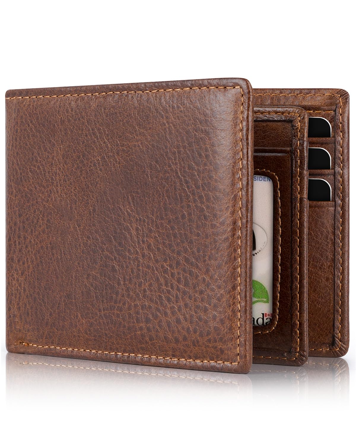 Premium Genuine Leather RFID Blocking Bifold Wallet for Men - 13 Card Slots & ID Window | Slim Minimalist Design | Perfect for Everyday Carry, Business & Travel