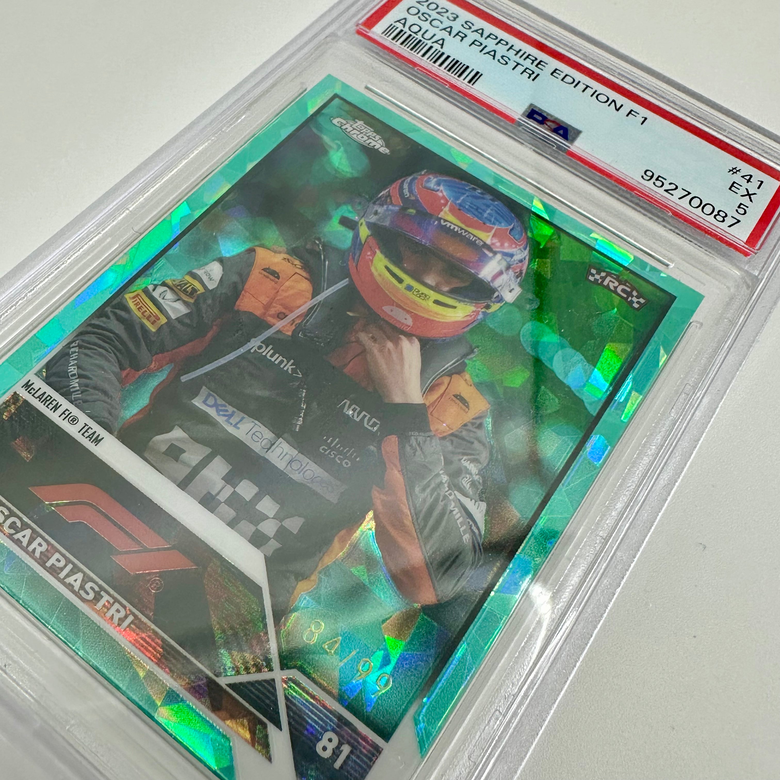 2023 Topps Chrome F1 Oscar Piastri #41 PSA 5 Rookie Card - 84/99 Aqua Sapphire Edition | Collectible Racing Memorabilia for F1 Fans & Card Collectors