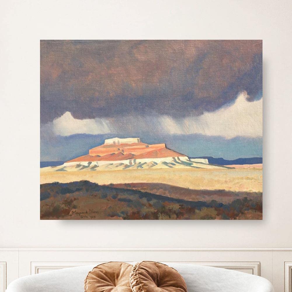 AMANUO Maynard Dixon Hand Painted Oil Painting - Thunder Over Shiprock Landscape Art (36x30 inch / 90x75 cm) Rolled Canvas Wall Decor for Living Room, Office & Bedroom