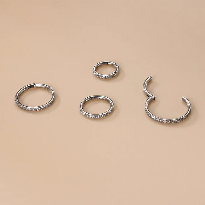 16G Titanium CZ Edge Seamless Hoop Ring | Hypoallergenic Body Jewelry for Cartilage, Helix & Tragus Piercings | Perfect for Everyday Wear & Special Occasions