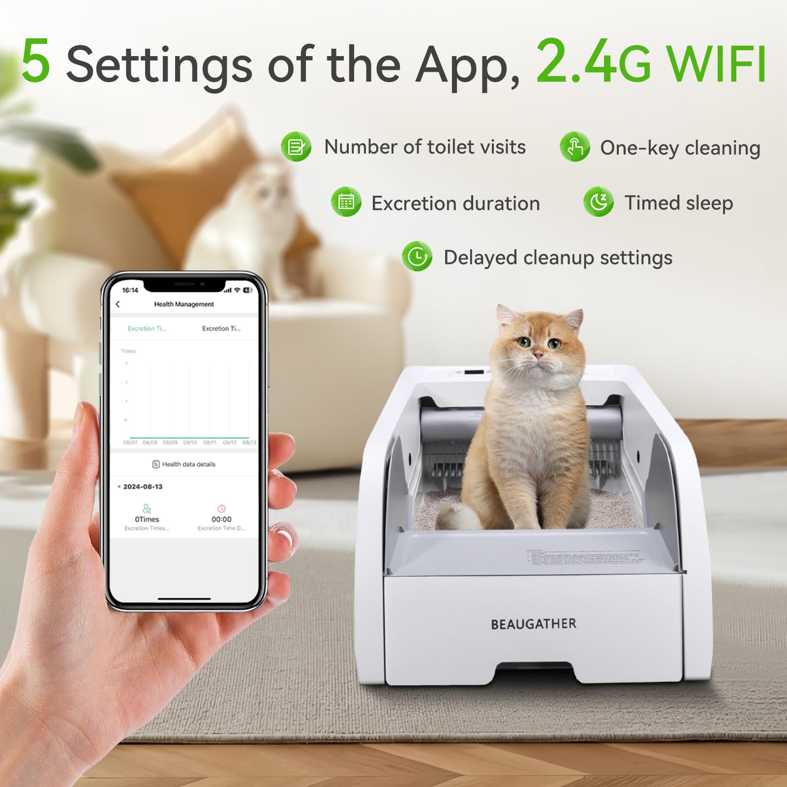 Upgraded Self-Cleaning Automatic Cat Litter Box for Clumping Litter - Anti-Pinch, Odorless Electric Litter Box for Indoor Cats | Perfect for Small Spaces & Multi-Cat Homes