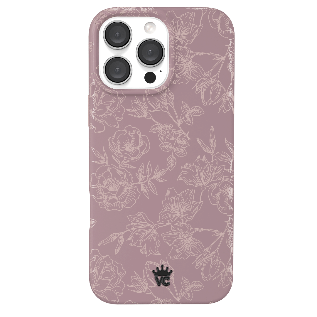 Dusty Rose Chrome Floral iPhone Case - Elegant Protective Cover for iPhone 13/14/15 Pro Max - Perfect for Everyday Use, Travel & Gift Giving