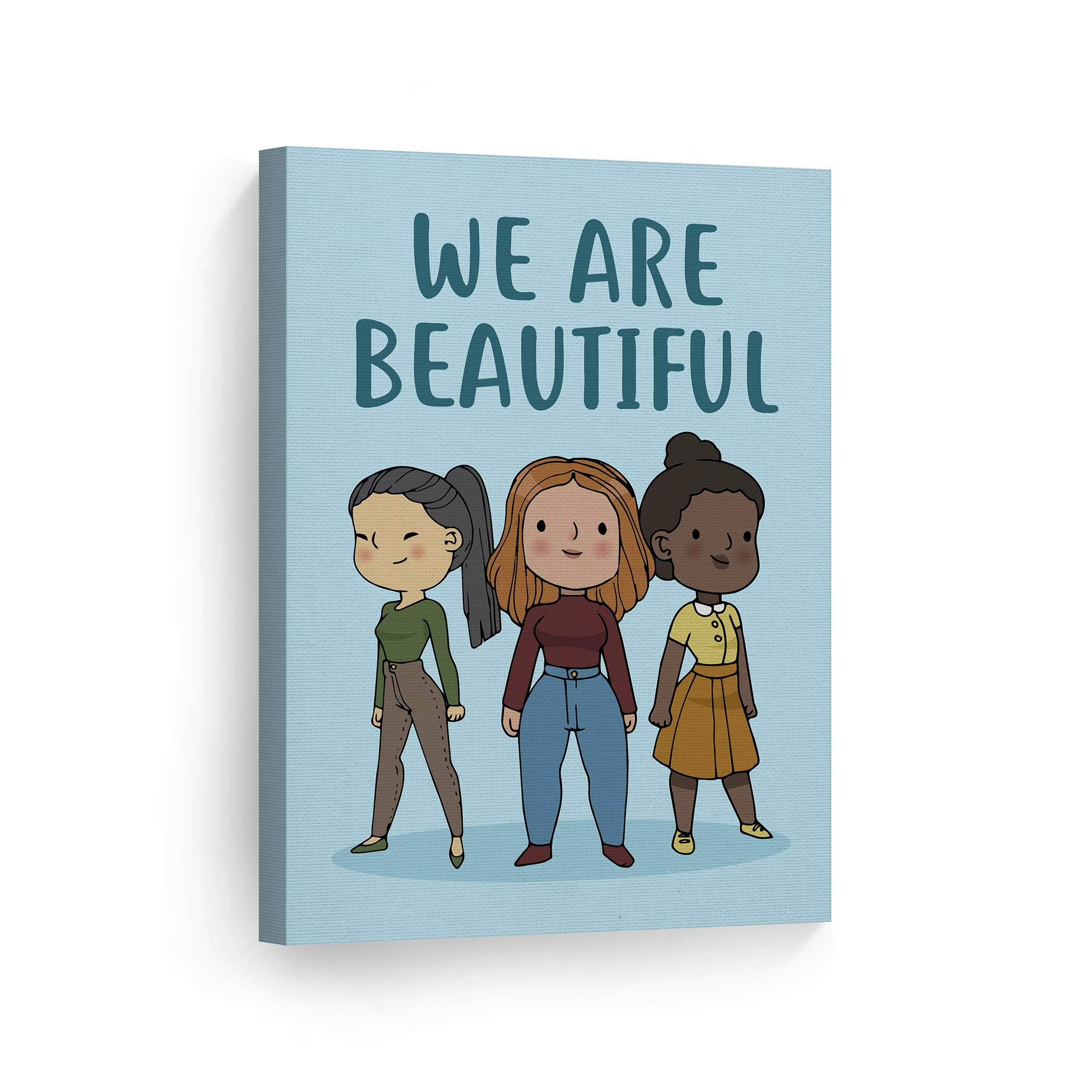 Beautiful Quote Canvas Print - Women Diversity Kids African American Asian Wall Art - Nursery Decor, Baby Room Decor, Kids Room Decor - Ready to Hang 36x24 - Made in USA | Perfect for Home Decor, Office Wall Art & Gift Ideas