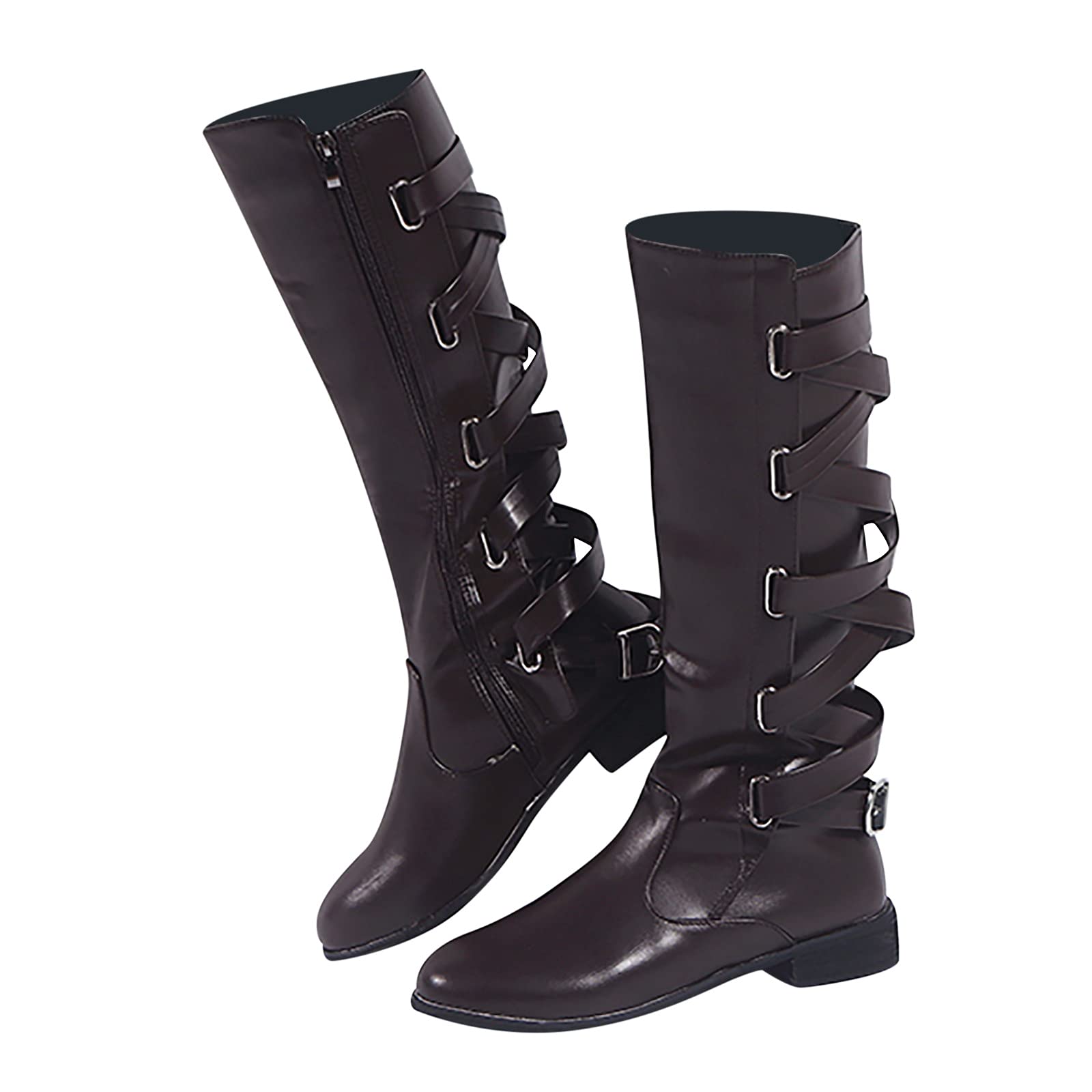 Women's Casual Lace Up Boots with Thick Heel - Fashionable Autumn Long Tube Boots in Large Sizes - Perfect for Fall Outfits, Work & Everyday Wear