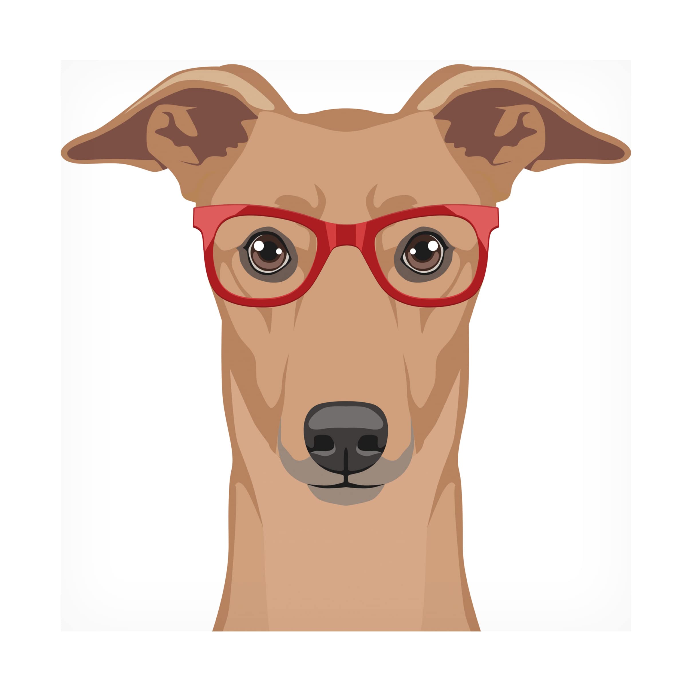 Trademark Fine Art 'Greyhound Wearing Hipster Glasses' Canvas Wall Art Print - Modern Dog Lover Decor for Living Room, Bedroom & Office