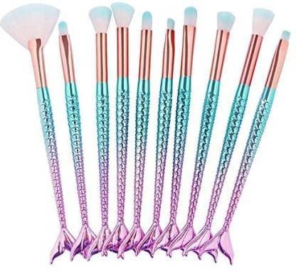 LOCANS Beauty 10-Piece Makeup Brush Set with Fish Shape Handle - Foundation, Blush, Eyeshadow, Concealer Brushes - Professional Cosmetic Makeup Tools Kit for Daily Makeup & Travel Use