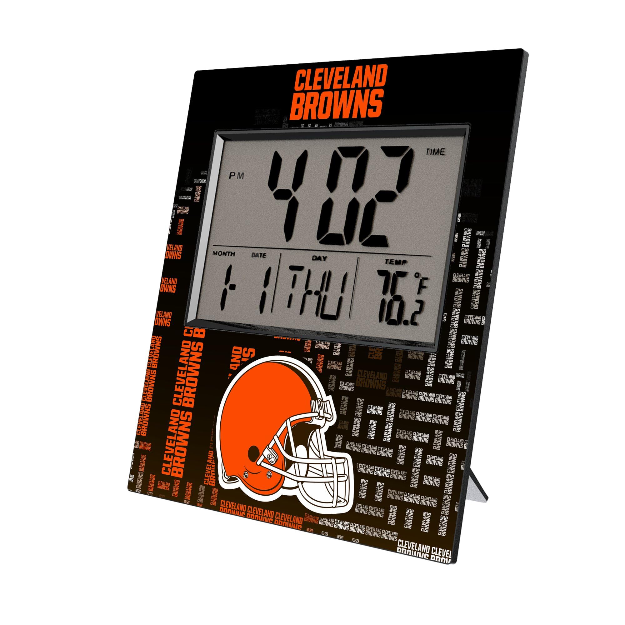 Cleveland Browns NFL Team Logo Digital Alarm Clock with LED Display - Perfect for Office Desk, Home Decor, and Football Fan Gifts