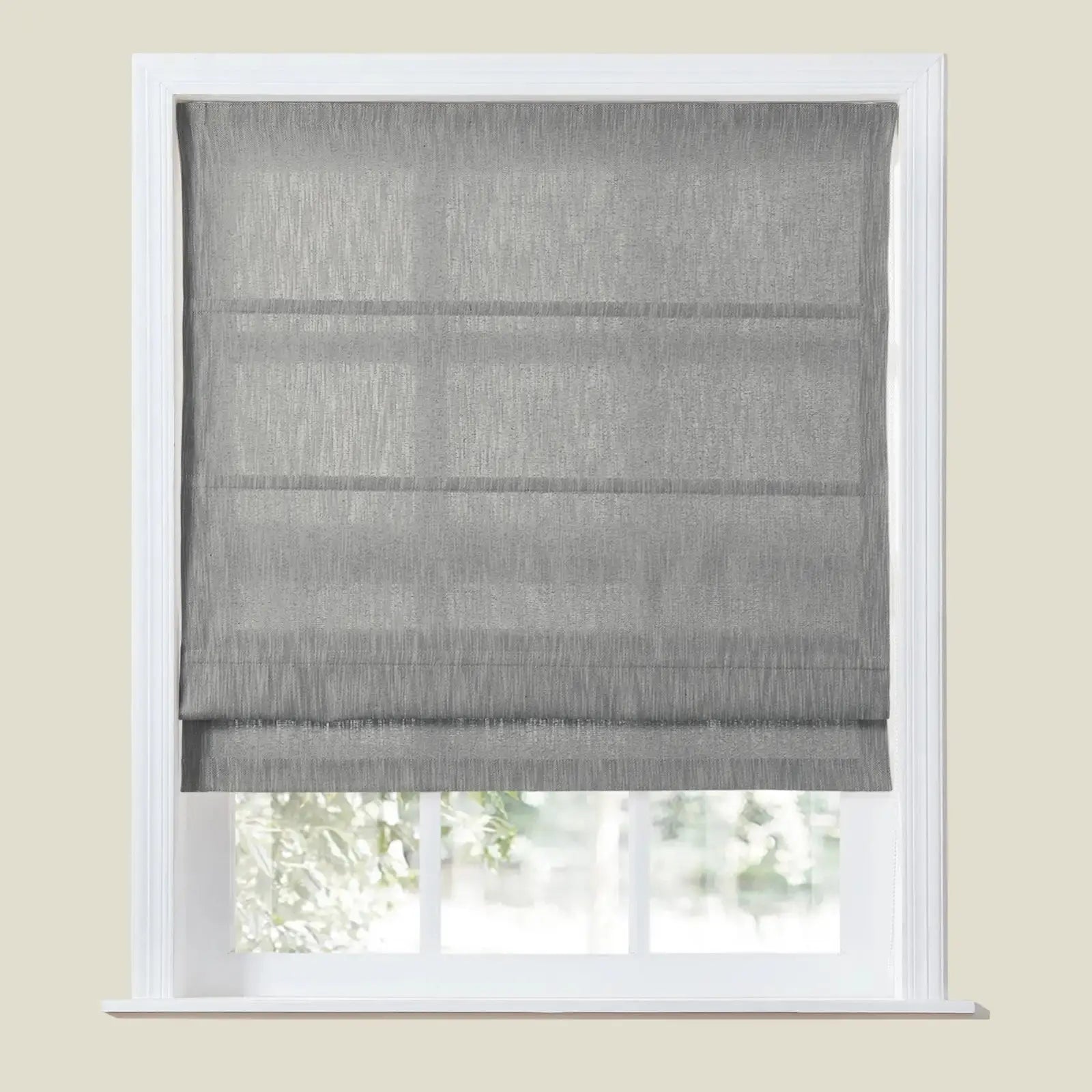 Cloe Cotton Blend Roman Shade with Cord Lift - Blackout Window Treatment for Bedroom & Living Room