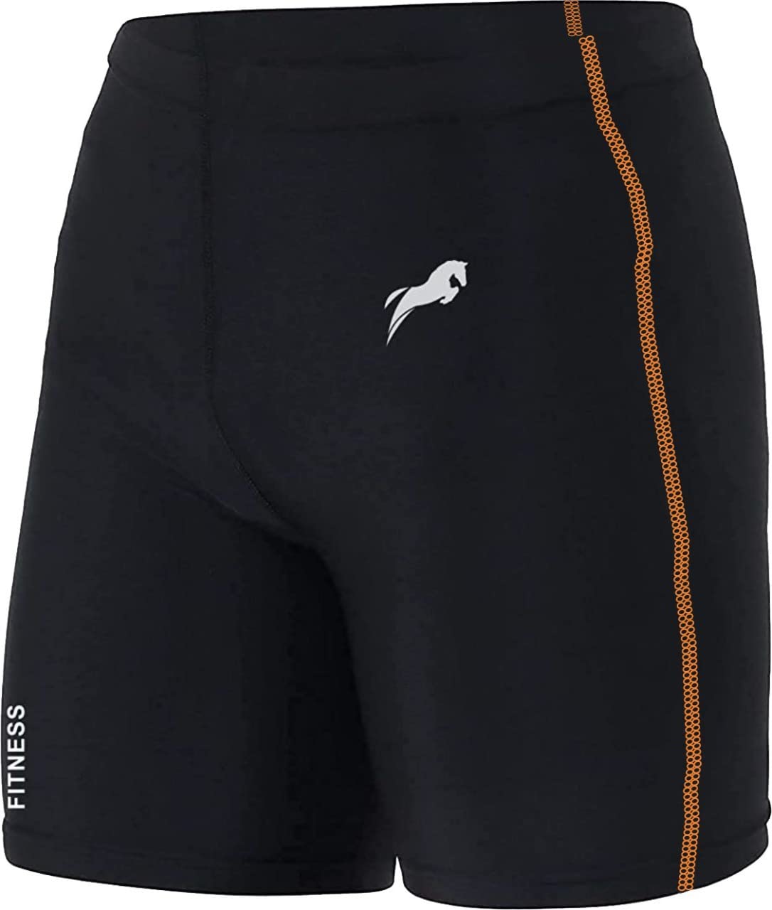 JUST RIDER Men's Compression Shorts - 3 Pack Polyester Workout Tights for Gym, Running, Cycling, Basketball & Sports - Moisture Wicking & Breathable (Grey, Green, Orange) - Perfect for Training, Fitness & Active Lifestyle