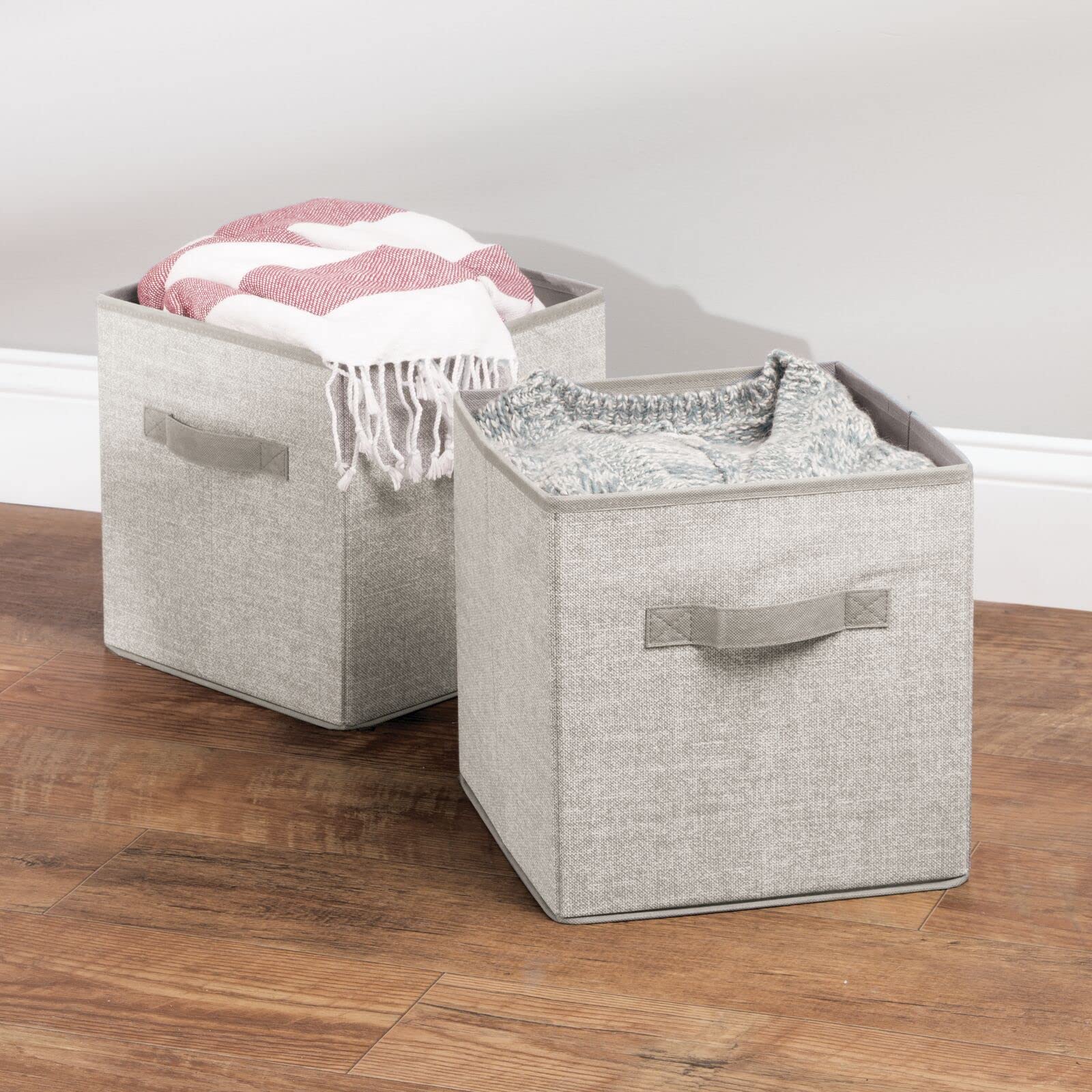 mDesign Small Fabric Collapsible Storage Bins 8-Pack - Foldable Organizer Cubes with Handles for Closet, Bedroom & Cube Furniture - Perfect for Clothes, Linens & Accessories Storage - Space-Saving Linen Storage Bins for Home Organization (Lido Collection)
