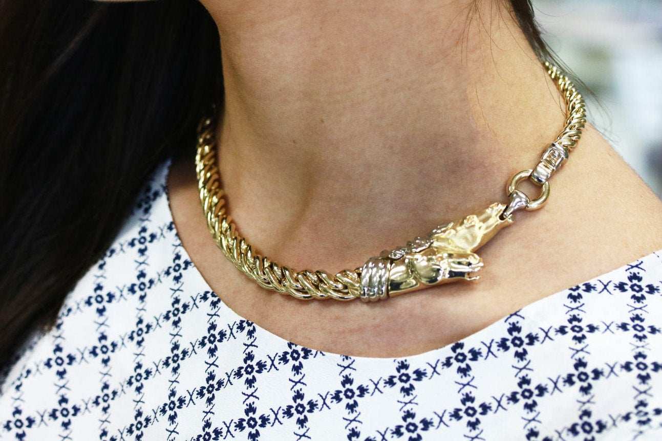 14K Gold Equestrian Statement Necklace - 65.3 Grams Elegant Horse Jewelry for Women | Perfect for Equestrian Events, Horse Shows & Luxury Gifts