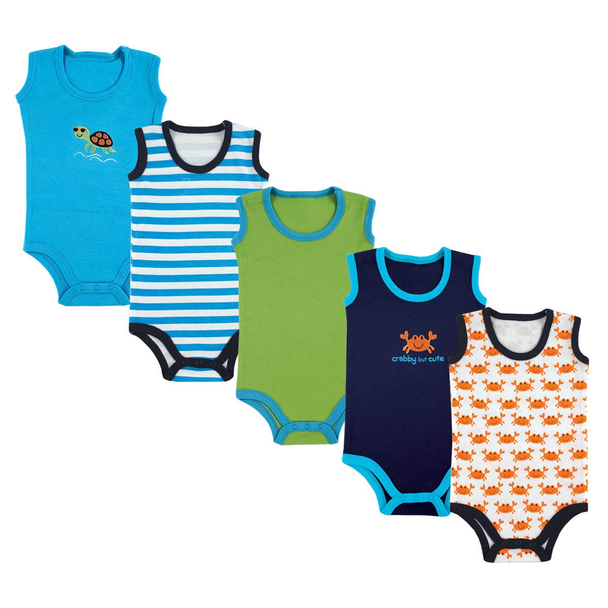 Luvable Friends Unisex Baby Cotton Sleeveless Bodysuits - Soft & Breathable Onesies for Newborns & Infants | Perfect for Summer, Playtime & Everyday Wear