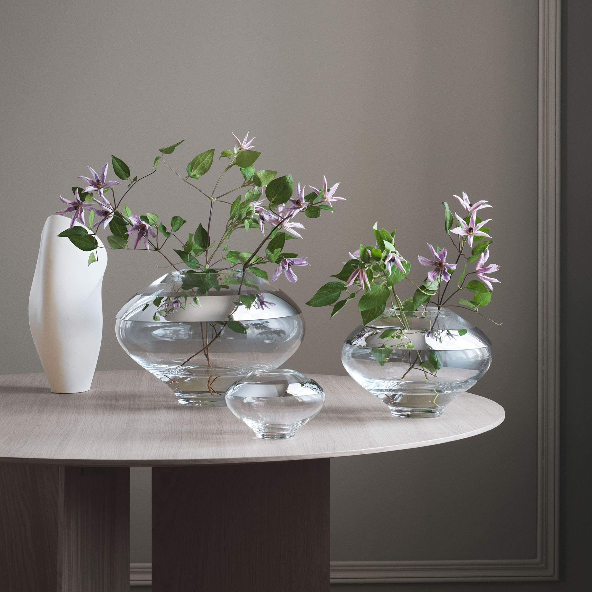 Georg Jensen DUO Small Glass Flower Vase - Modern Home Decor for Living Room, Dining Table & Wedding Centerpieces