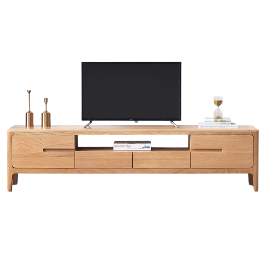Solid Oak Wood TV Stand for Living Room - Modern Entertainment Center with Storage Shelves, Perfect for TVs up to 65 inches - Durable & Stylish Furniture for Home Theater Setup