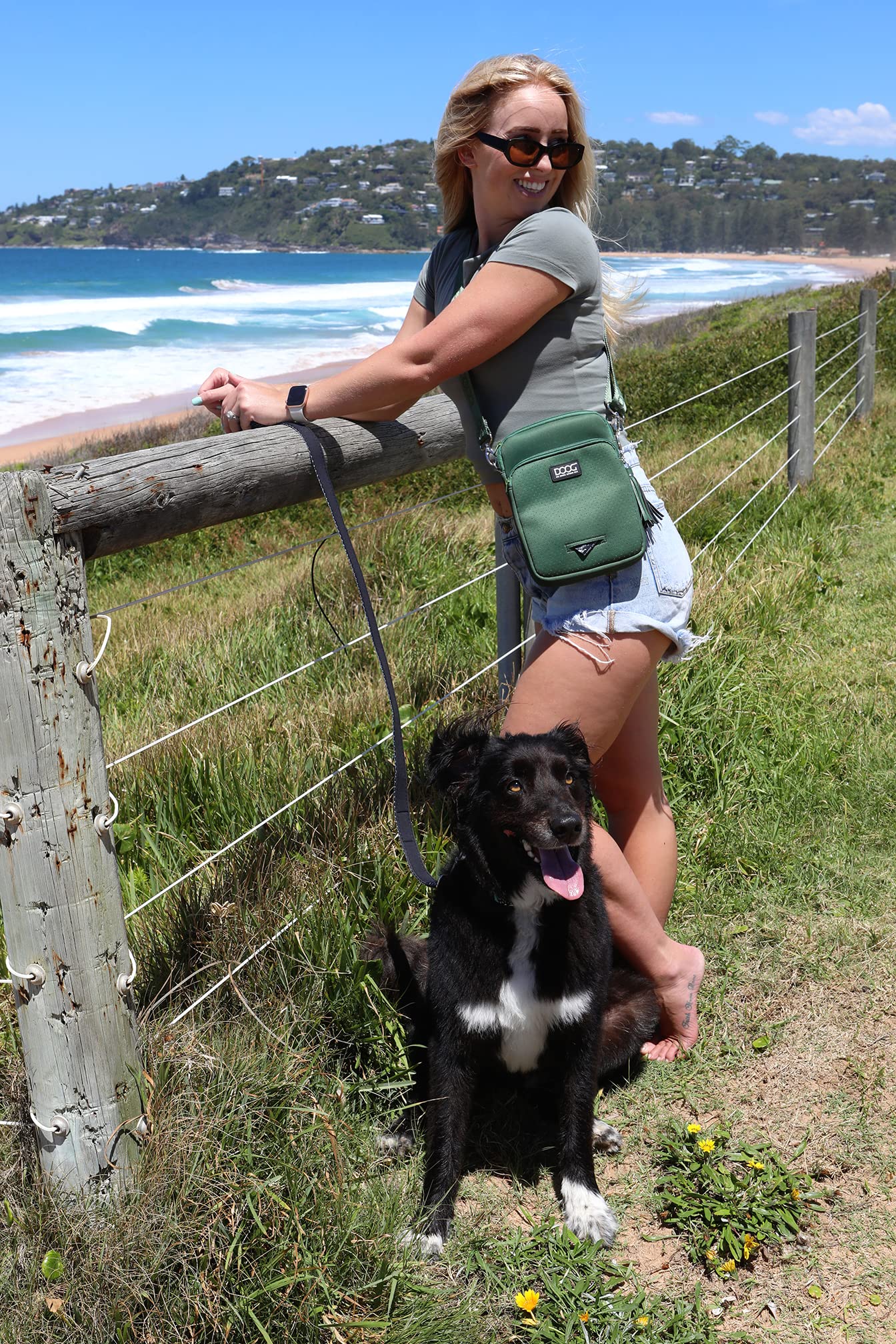 DOOG Adjustable Shoulder Bag for Dogs - Hands-Free Walkie Bag with Poo Bag Compartment - Perfect for Hiking, Running & Outdoor Adventures (Black)