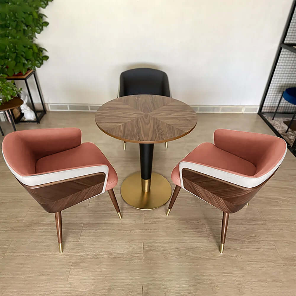 MidCentury Modern Dining Chair - Single Arm Upholstered LeathAire Chair for Kitchen, Dining Room & Office - Comfortable & Stylish Seating Solution
