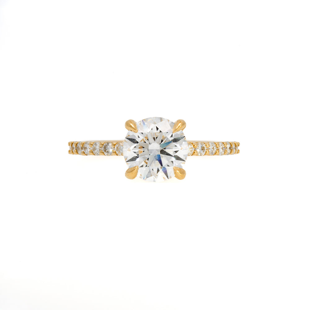 Exquisite Diamond Solitaire Ring with Diamond Pave Semi Eternity Band - Perfect for Engagement, Wedding & Anniversary Gifts