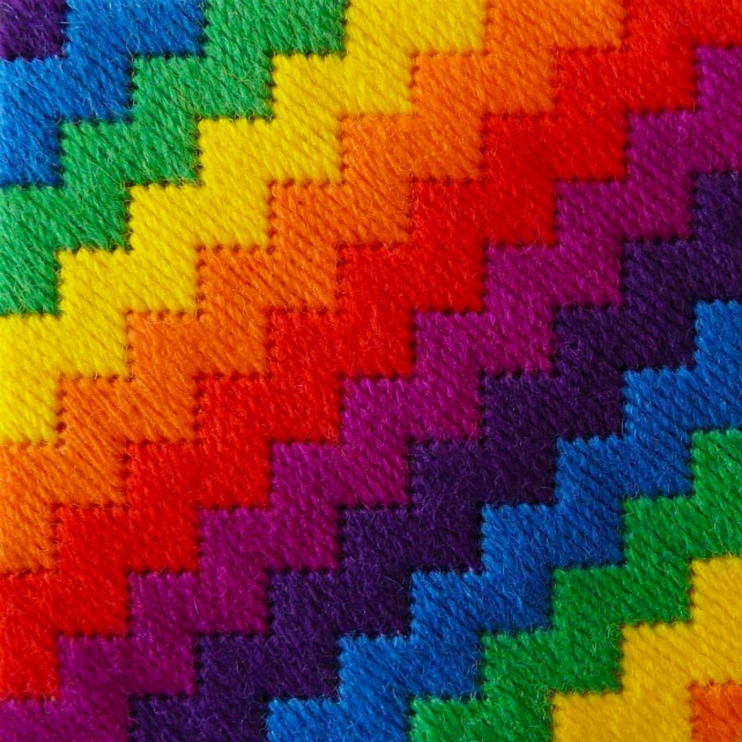 HM NABAVIAN Appletons Wool Needlepoint Kit - Bargello Range Rainbow Zigzag Design by The Bargello Sisters | DIY Embroidery Craft Kit for Beginners & Experts | Perfect for Home Decor, Gifts & Relaxation