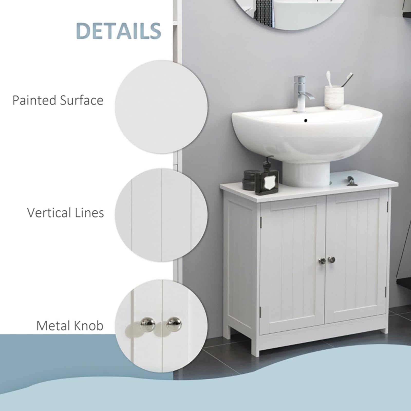 Modern White Bathroom Vanity Cabinet Without Sink - Pedestal Sink Storage Organizer for Small Bathrooms | Perfect for Powder Rooms, Guest Baths & Apartment Bathroom Storage Solutions