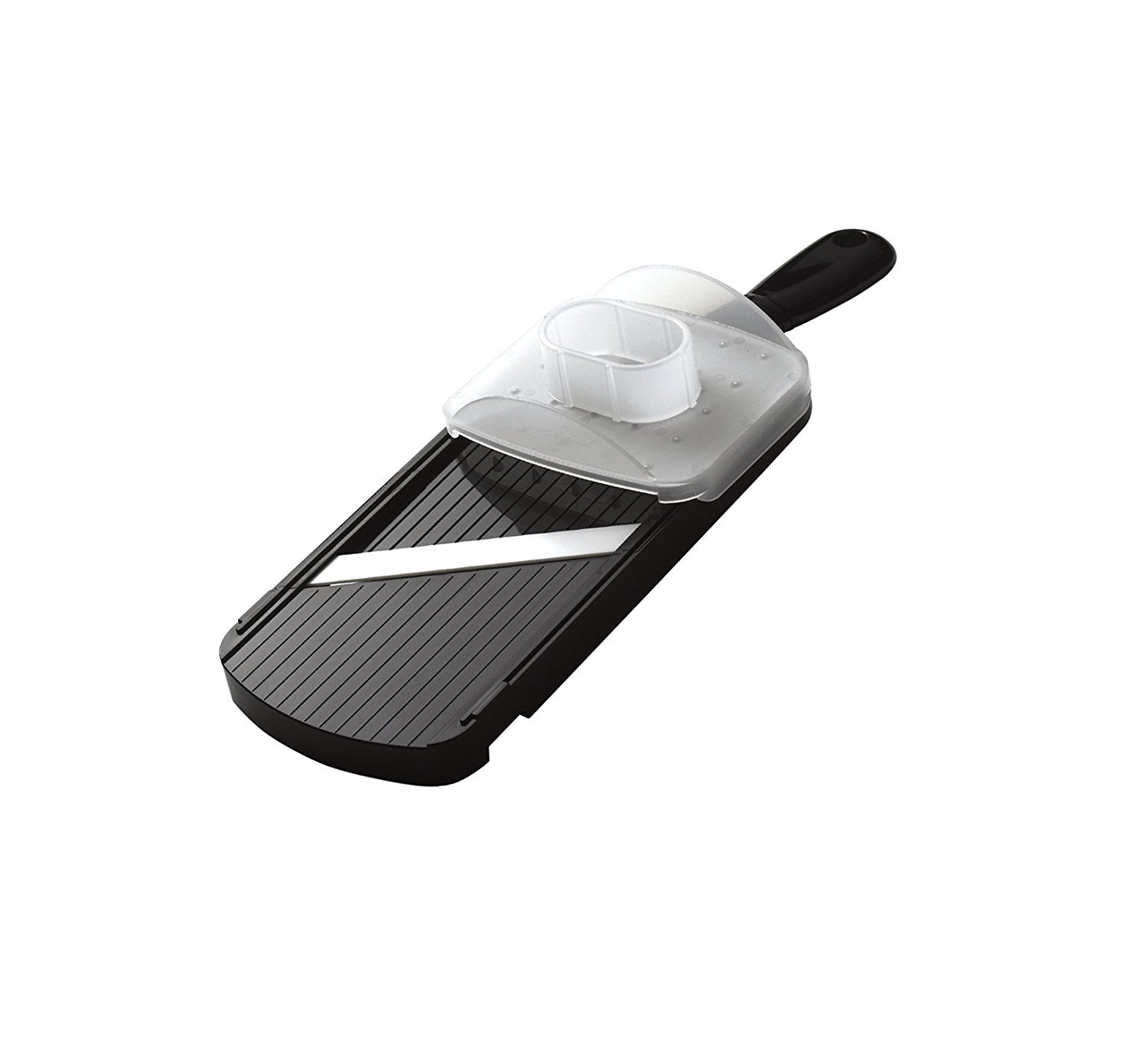 Kyocera Advanced Ceramic Adjustable Mandoline Slicer - Professional Vegetable Cutter with Hand Guard & 4 Blades - Perfect for Salad Prep, Sushi Making & Healthy Cooking - Black
