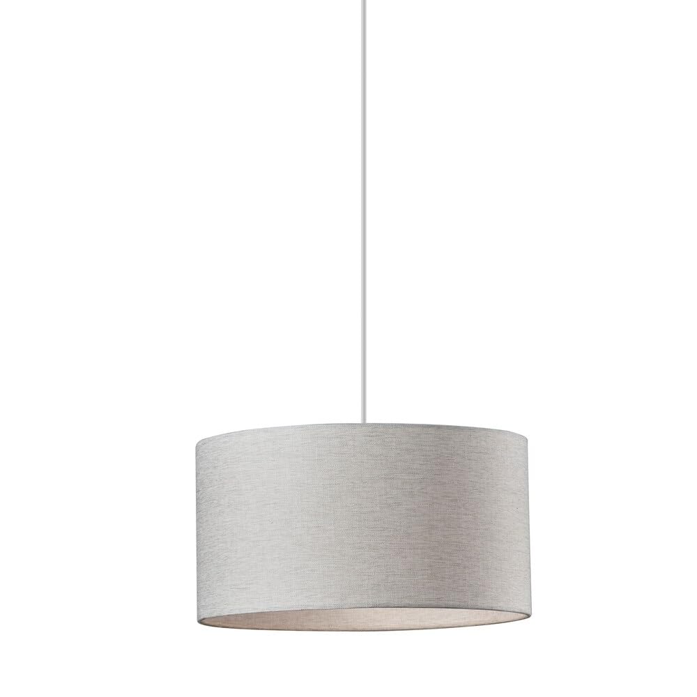 Adesso 4001-02 White Harvest Drum Pendant Light - Farmhouse Style Ceiling Fixture for Kitchen, Dining Room & Bedroom Lighting