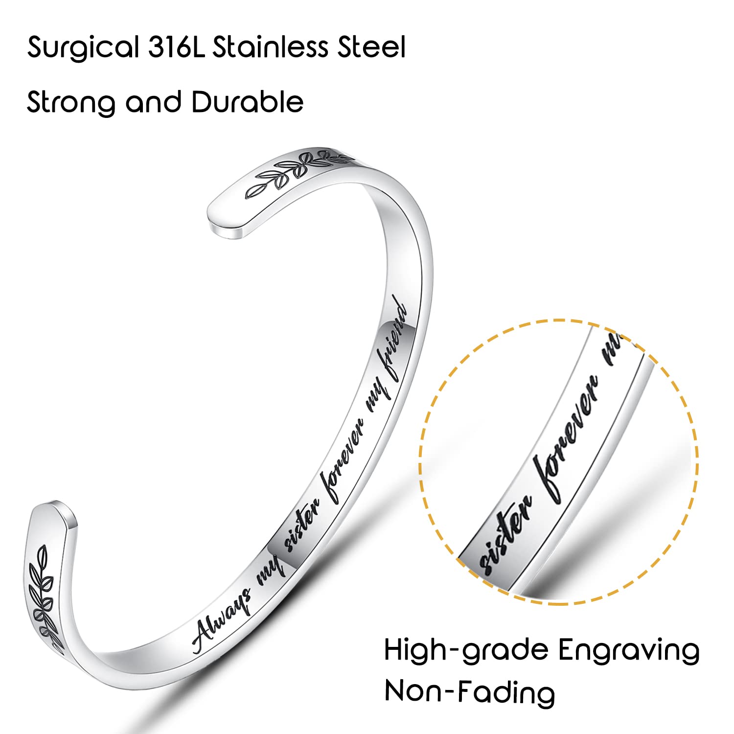 Personalized Cuff Bracelets for Women & Girls - Best Friend, Sister, Mom, Daughter, Granddaughter Jewelry - Custom Birthday, Mother's Day, Christmas & Easter Gifts - Perfect for Everyday Wear, Special Occasions & Gift Giving