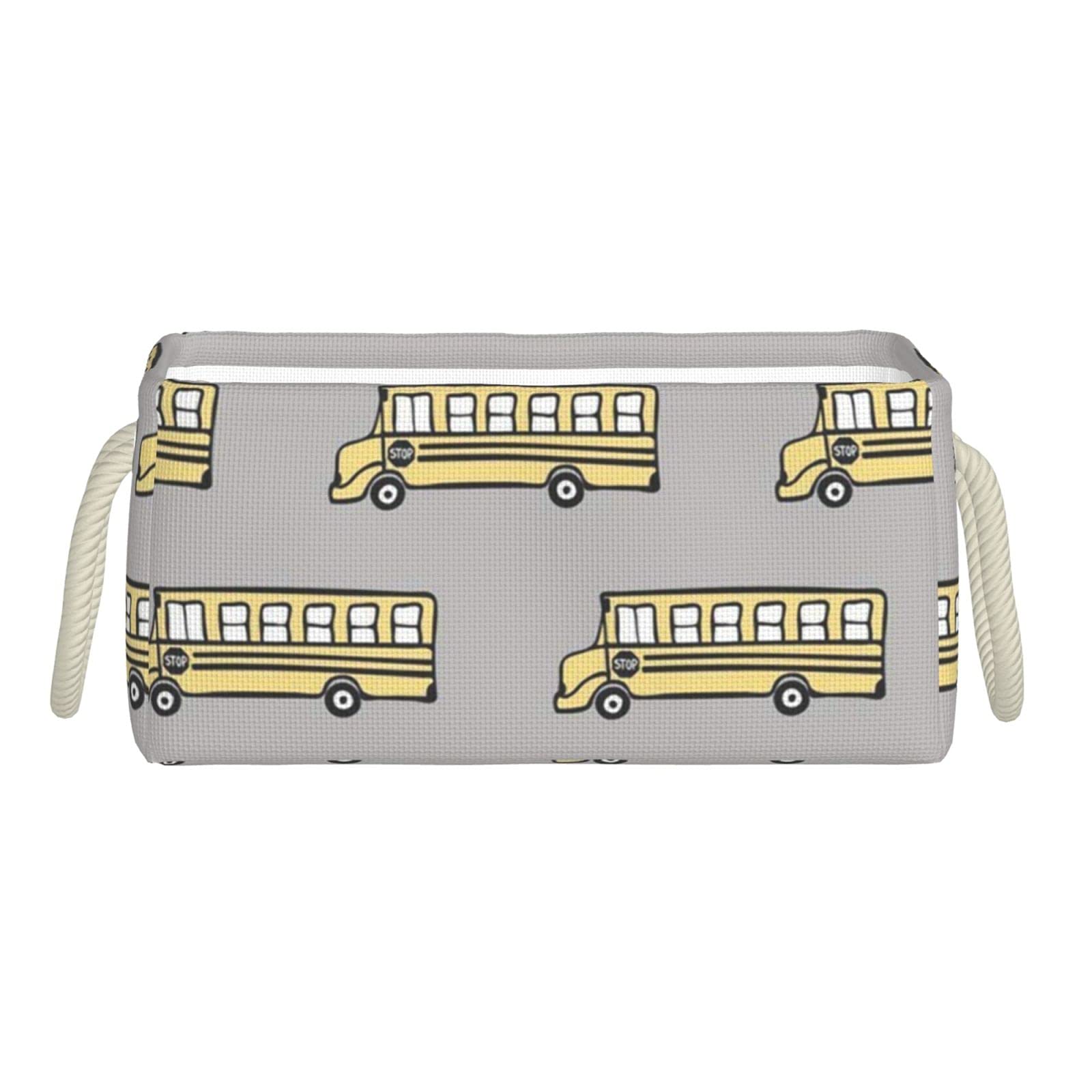 Yellow School Bus Storage Basket with Handles - Empty Gift Basket for Cube Storage & Home Office Organization - Perfect for Kids' Room, Classroom Decor, and Toy Storage