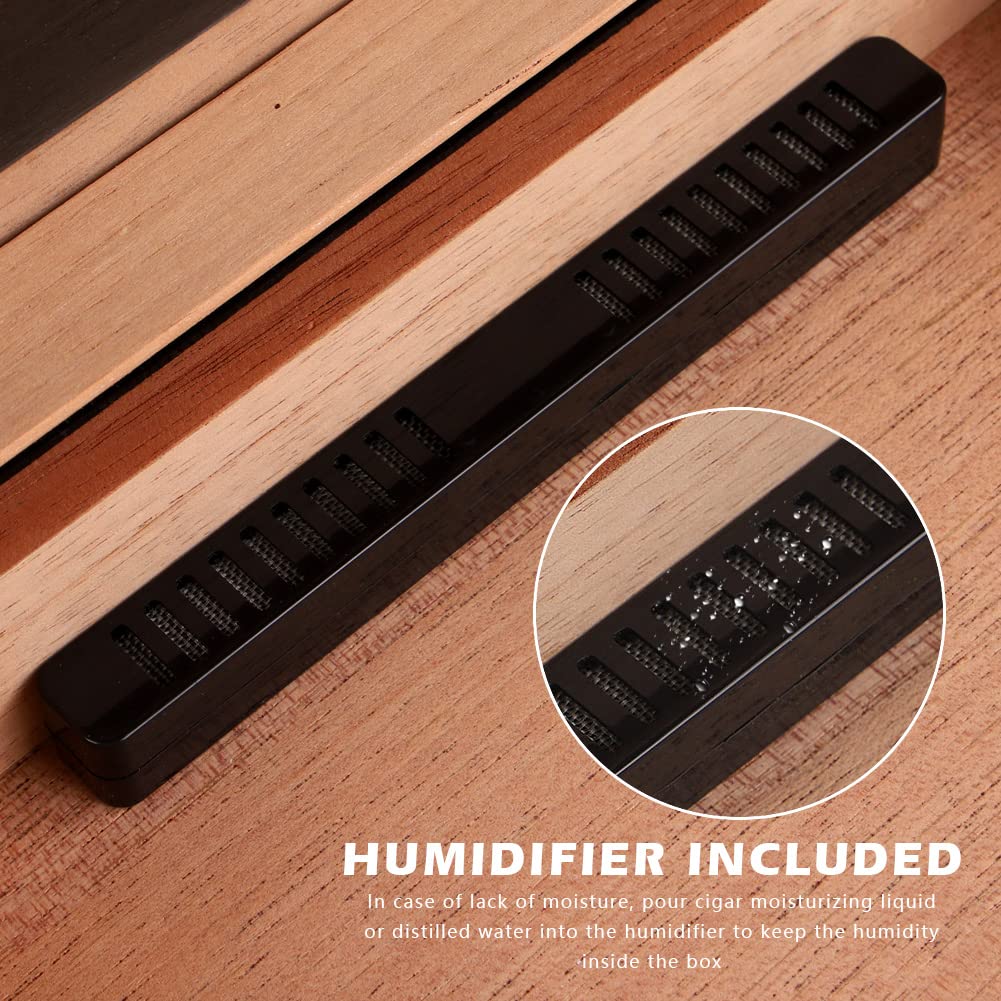 Premium Spanish Cedar Wood Cigar Humidor Box with Glass Top, Built-in Humidifier, Hygrometer & Divider - Holds 20-30 Cigars - High Gloss Finish Desktop Humidor for Cigar Storage & Aging - Perfect for Home, Office or Gifts for Cigar Enthusiasts