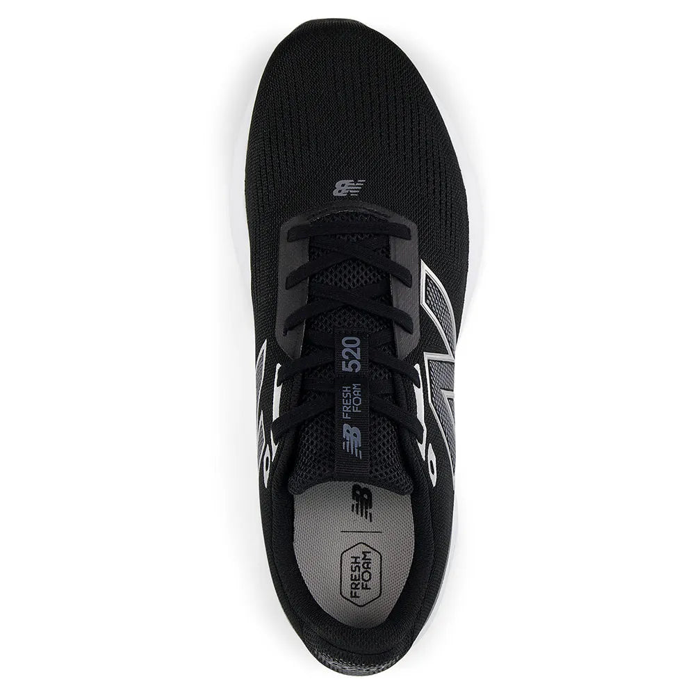 New Balance Men's 520 V9 Black/White Running Shoes - Wide Width 2E - Lightweight Cushioned Sneakers for Jogging, Gym Workouts & Everyday Comfort