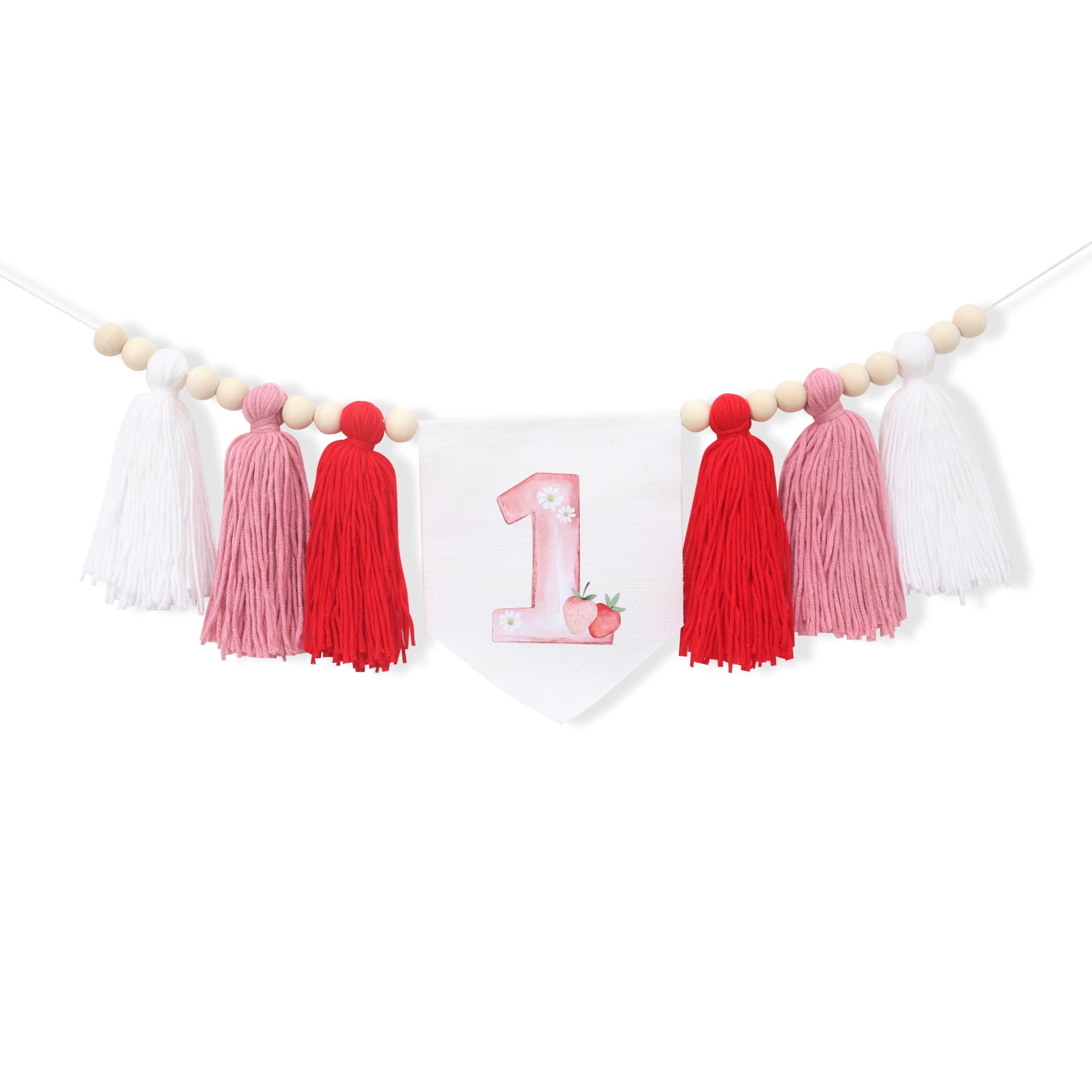 Strawberry First Birthday High Chair Banner - Sweet One Berry Themed Party Decor for Girls, Baby Shower & 1st Birthday Celebration - Perfect for Highchair Decorations, Photoshoots & Milestone Parties