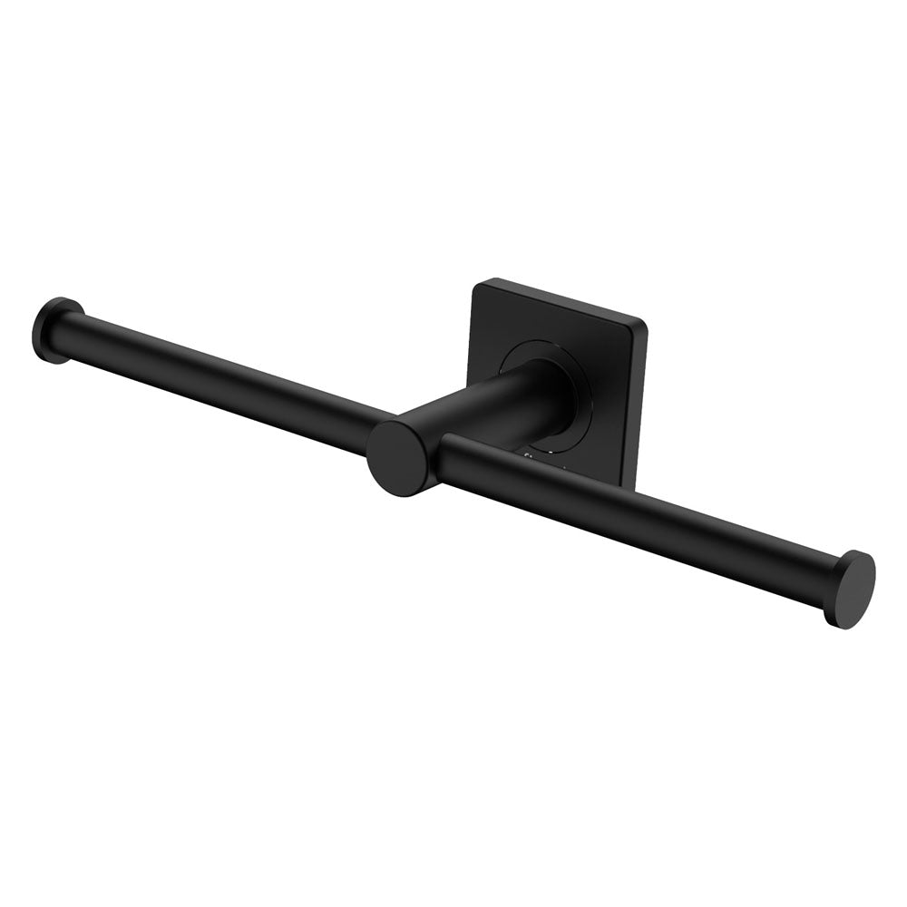 Fienza Sansa Double Roll Toilet Paper Holder 83209MB in Matte Black - Modern Bathroom Tissue Dispenser for Home & Office Use