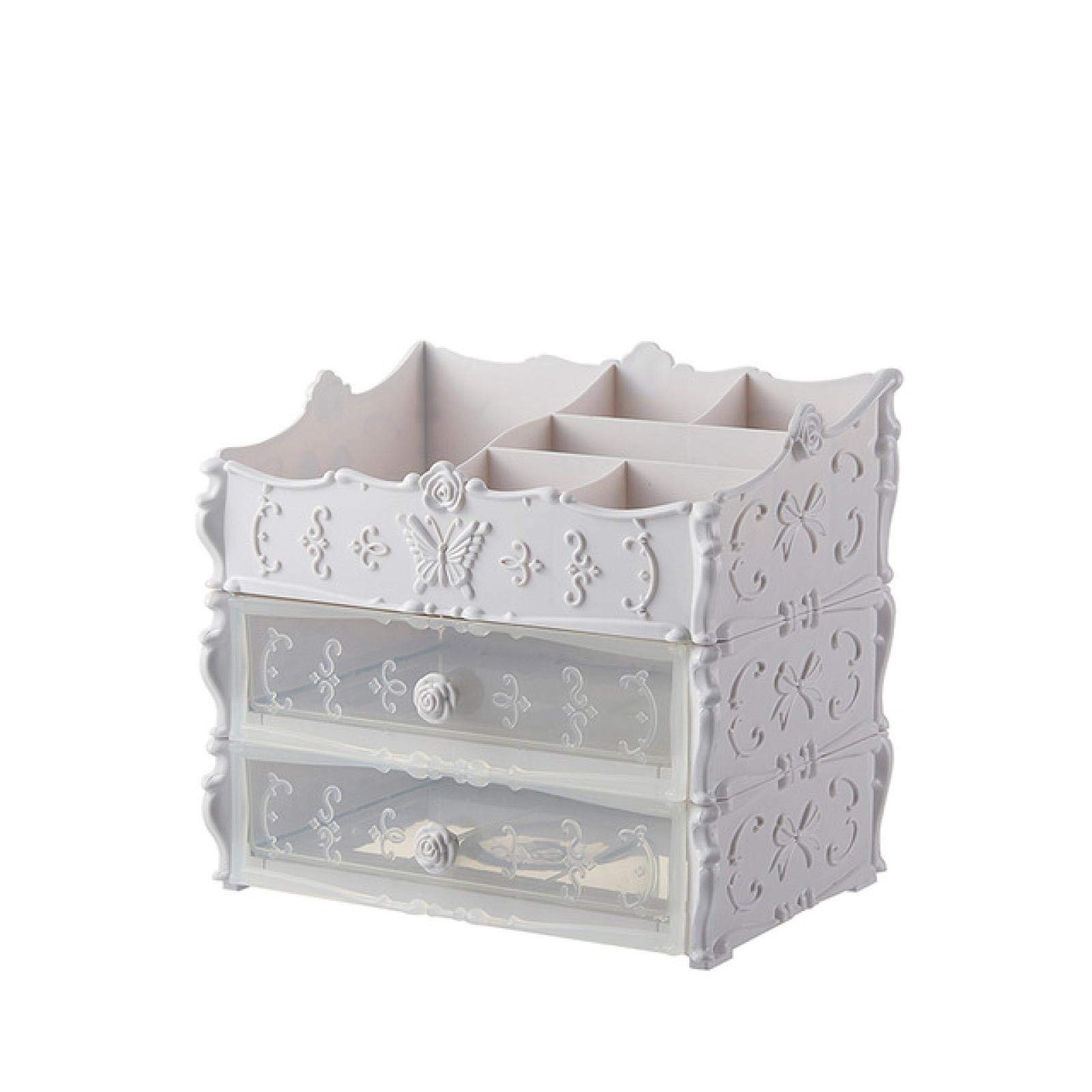 Clear Transparent Cosmetic Box Organizer - 2-Tier Makeup Storage Drawer for Desktops | Dustproof Beauty Organizer Bin | Perfect for Vanity, Bathroom & Travel Use