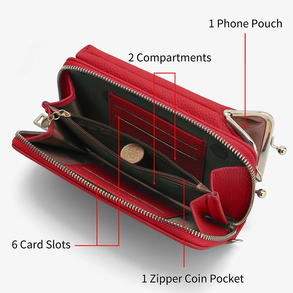 EASTNIGHTS Women's Small Crossbody Phone Bag - Cute Kiss Lock Shoulder Purse with Credit Card Slots & Phone Pocket | Perfect for Everyday Use, Travel, and Shopping