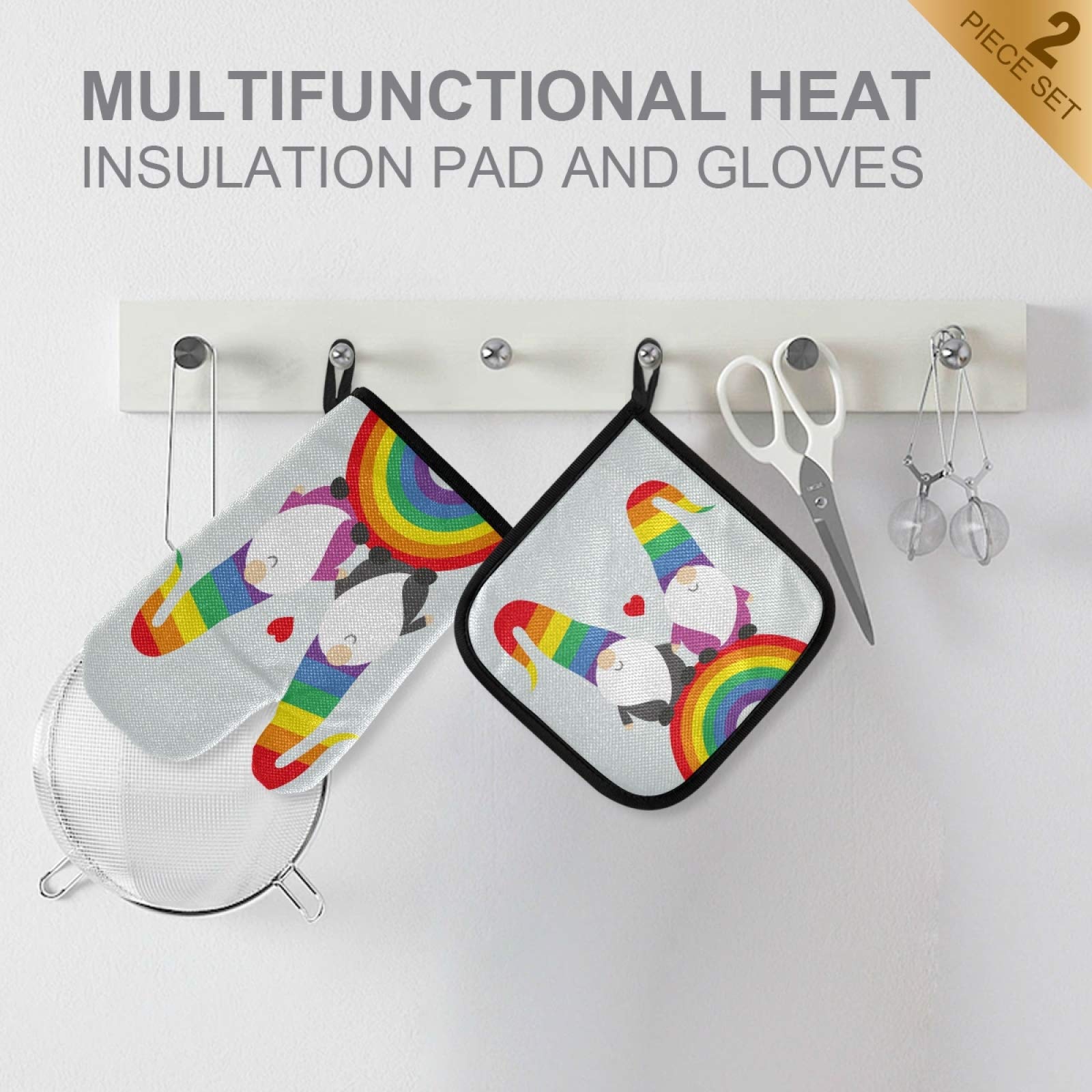 **LGBT Pride Rainbow Oven Mitts and Pot Holders Set – Heat Resistant Kitchen Gloves for Baking, Cooking & BBQ – Perfect for Valentine's Day & LGBTQ+ Celebrations**    *(Use: Protect hands while cooking, baking, or grilling—ideal for Pride Month, Valentine's gifts, or everyday kitchen use!)*