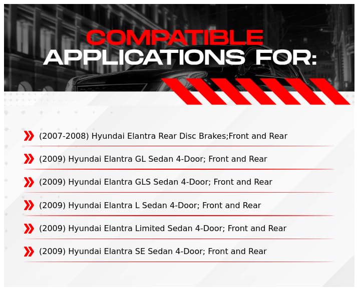 R1 Concepts Complete Front & Rear Brake Kit with Ceramic Pads & Rotors | Fits 2007-2009 Hyundai Elantra | Includes Hardware | Smooth Stopping Power for City Driving & Highway Commutes