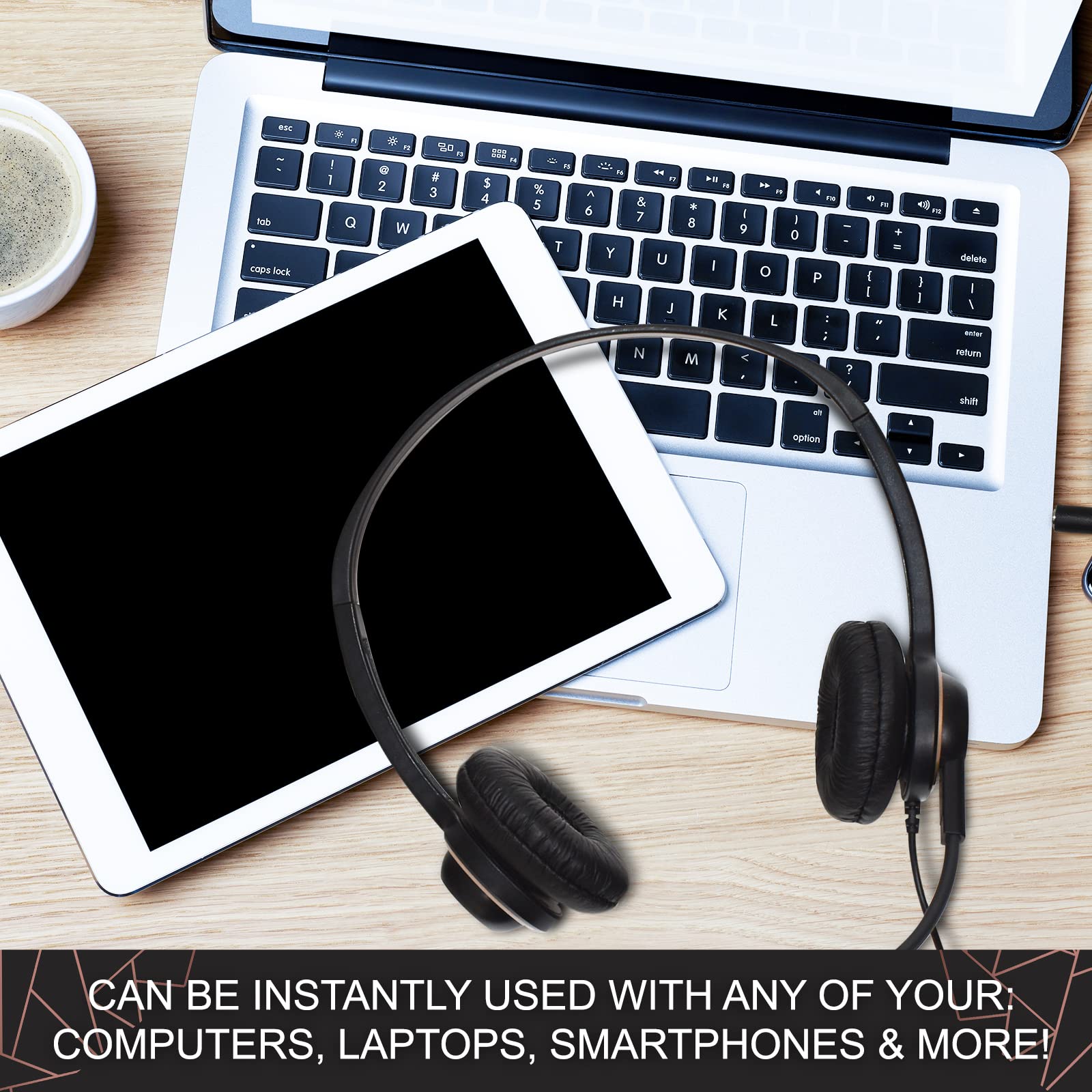 Bulk 10-Pack Noise Canceling Headsets with Microphone - Comfortable Over-Ear PC Headphones for Office, Meetings & Chat - Universal 3.5mm Jack for Computers, Laptops, Phones - Perfect for Remote Work, Online Classes & Call Centers