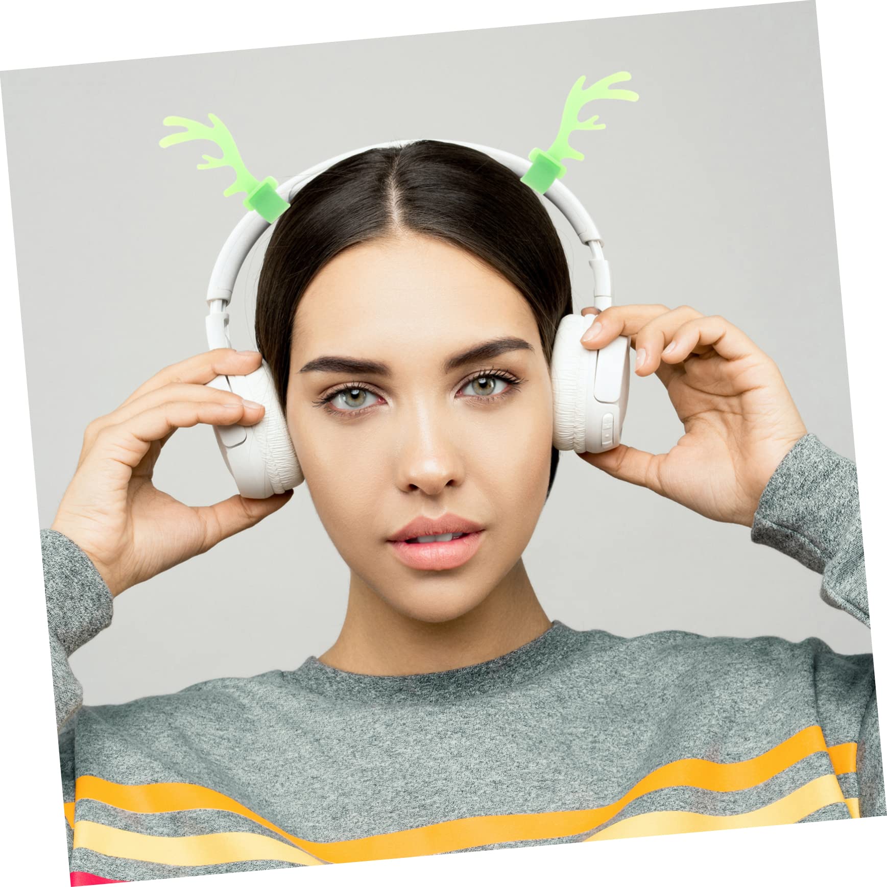 OSALADI Elegant Reindeer Antler Headband - Christmas Headphone Accessory for Women, Easy to Apply Headset Horns with Adjustable Straps - Perfect for Holiday Parties, Christmas Photos & Festive Gatherings