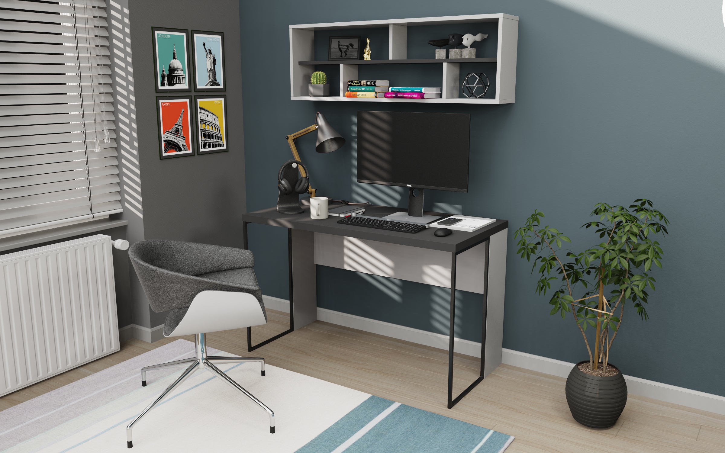 Bronx Desk - Modern Home Office Desk for Work & Study, Ergonomic Design with Storage, Perfect for Small Spaces & Remote Work