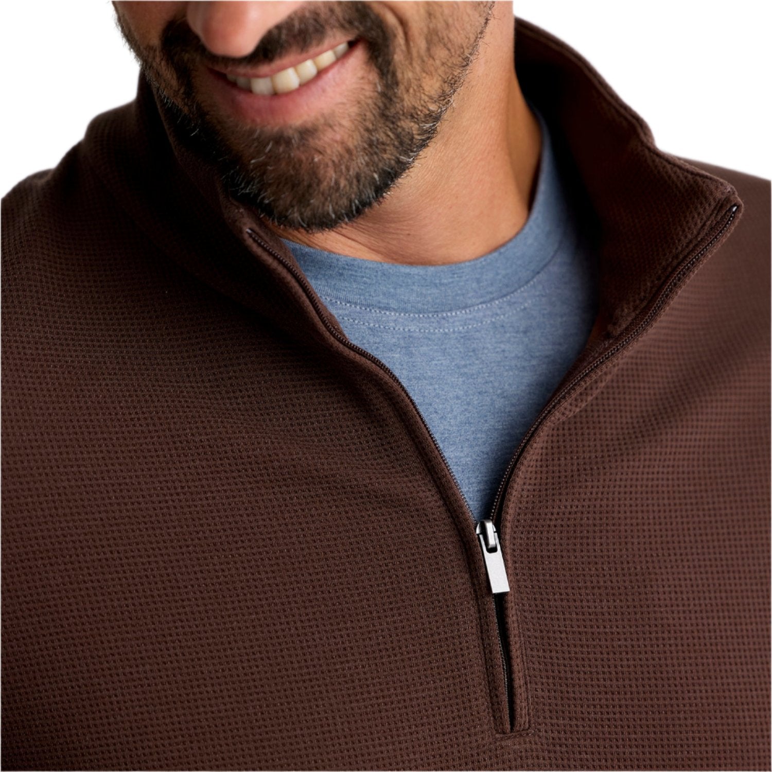 Men's Waffle Quarter Zip Pullover Sweater - Soft Thermal Knit Top for Casual Wear & Outdoor Activities