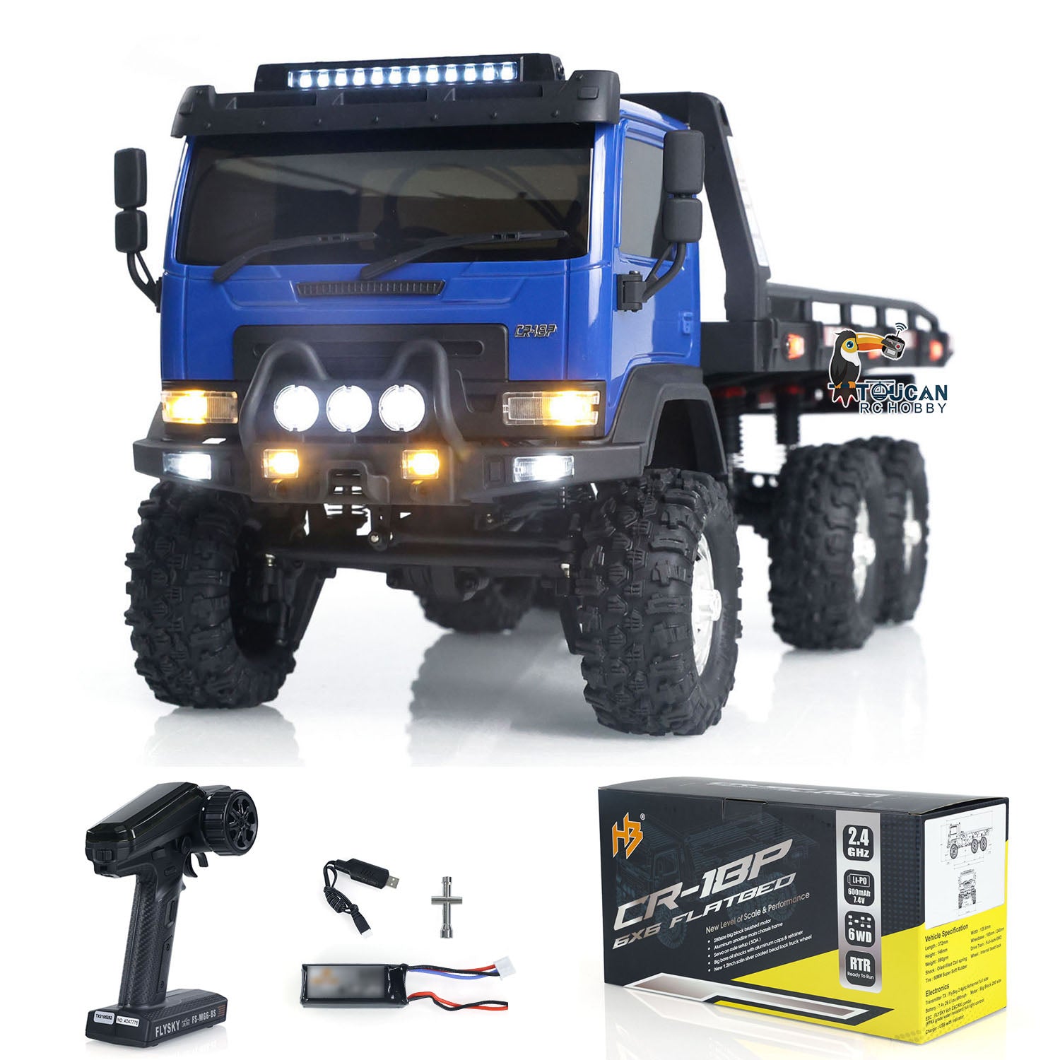 1/18 Scale CR18P 6x6 Flatbed Truck RTR RC Rock Crawler - 2-Speed Off-Road Electric Vehicle with LED Lights | Simulation Model for Adults & Kids | Perfect for Trail Crawling, Backyard Adventures & RC Hobbyists