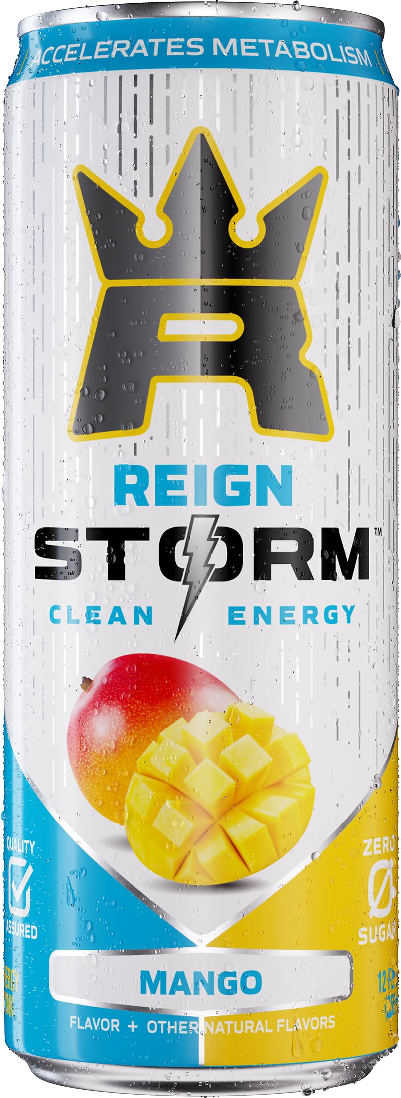 REIGN Storm Mango Energy Drink - Pack of 12 (12 Fl Oz Cans) | Natural Fitness & Wellness Boost | Pre-Workout, Post-Workout & Daily Energy Supplement