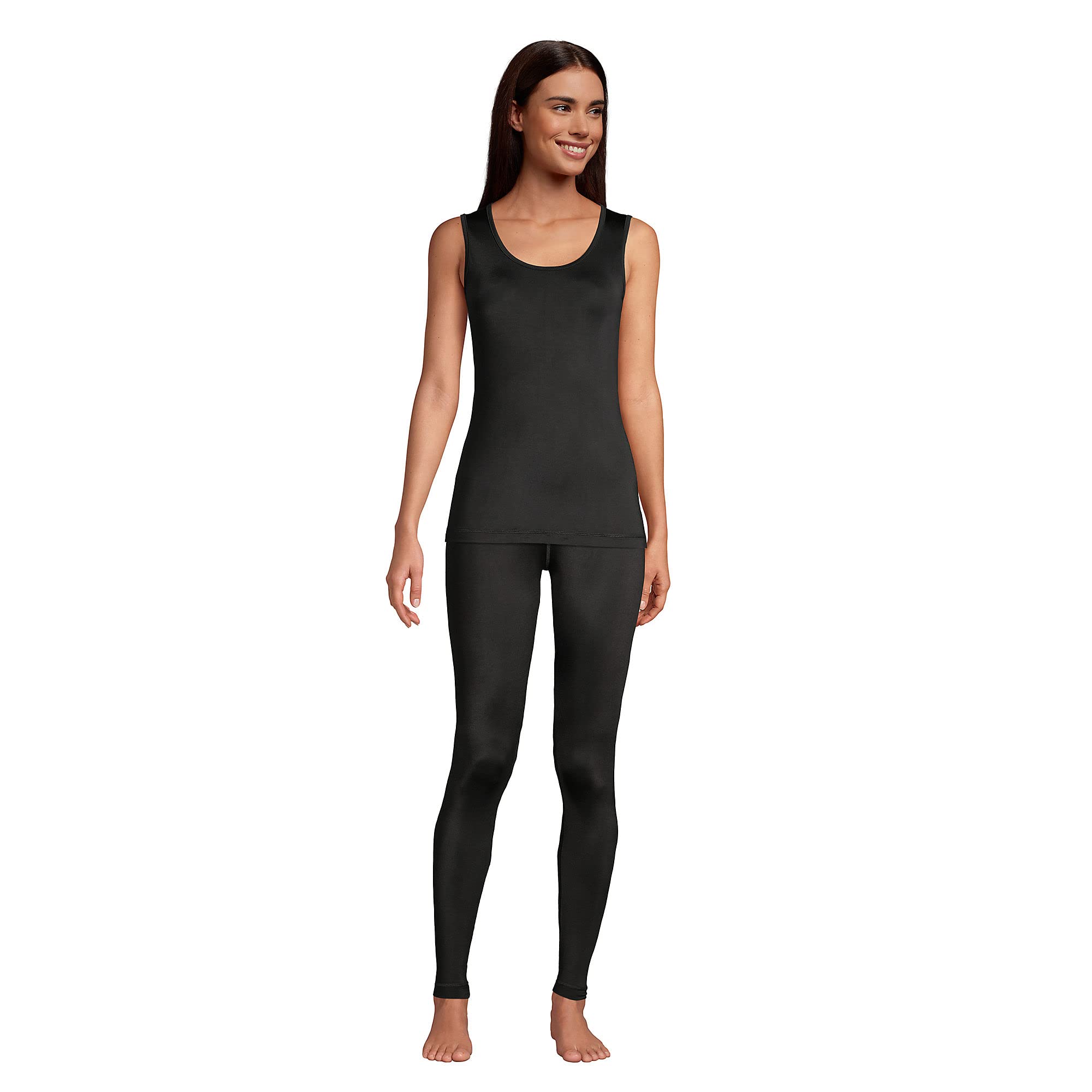 Lands' End Women's Thermaskin Heat Tank Top - Black, Regular Large - Perfect for Winter Layering & Outdoor Activities