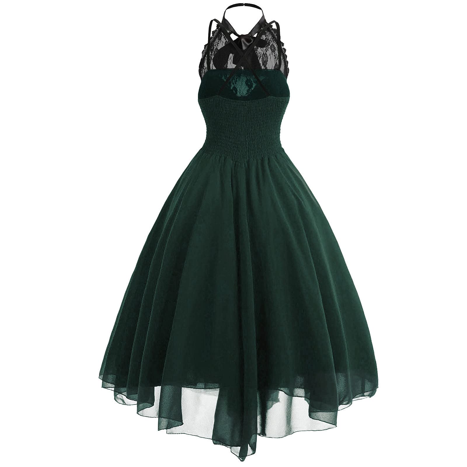Vintage Halter Neck Lace Dress for Women - Plus Size Gothic Medieval Tulle Mesh Bandage Tunic Dress | Perfect for Renaissance Fairs, Gothic Parties & Vintage Fashion Events