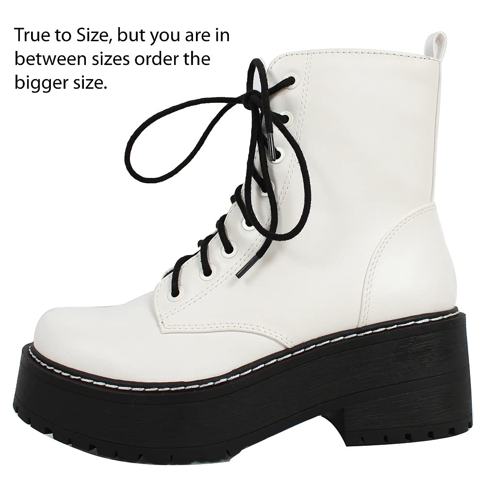 Soda Women's Lace Up Combat Boots - Chunky High Platform Ankle Booties for Women | Perfect for Streetwear, Punk Fashion & Night Out Outfits