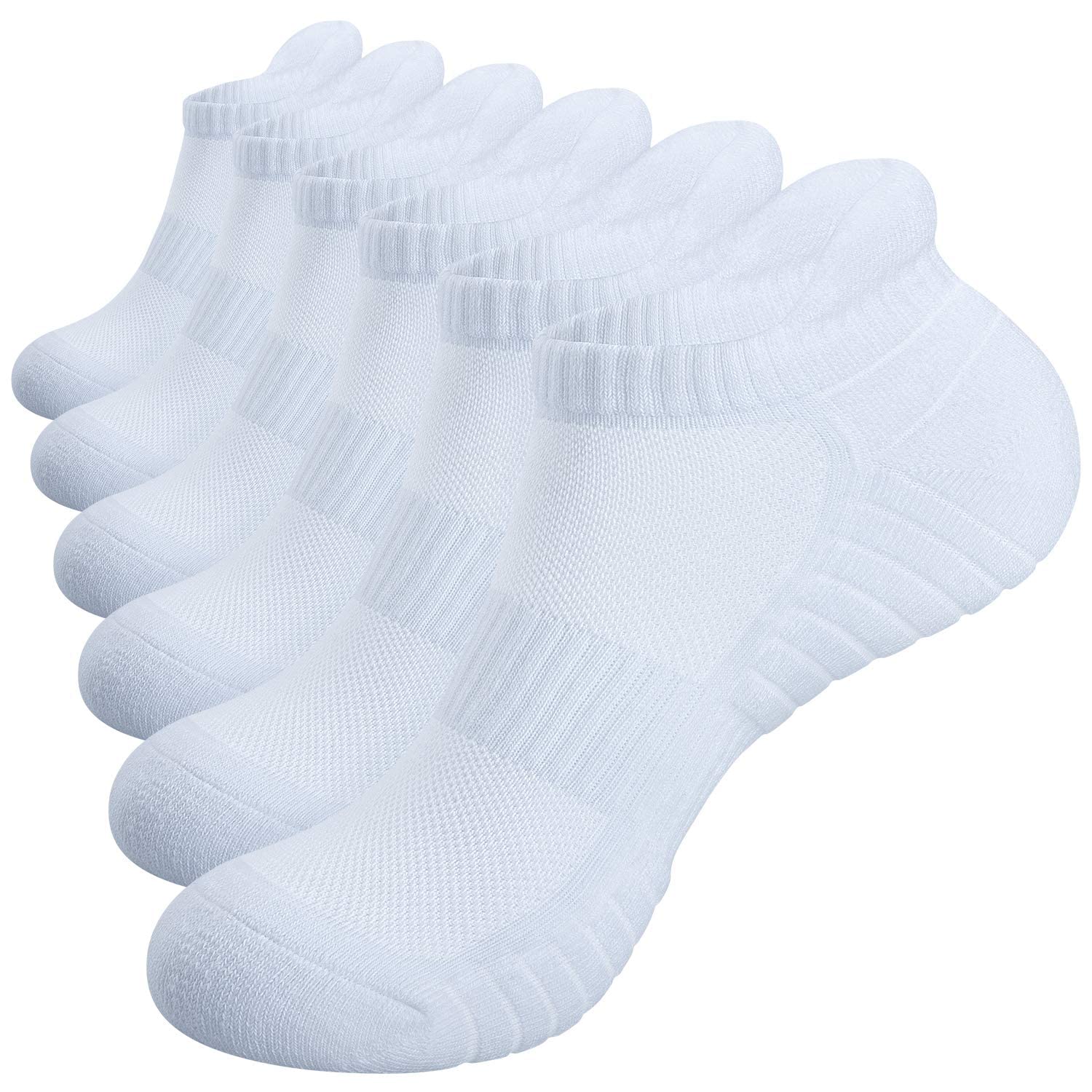 TANSTC Men's Athletic Running Socks - 6 Pairs Anti-Blister Cushioned Breathable Cotton Sports Socks for Jogging, Gym & Outdoor Activities