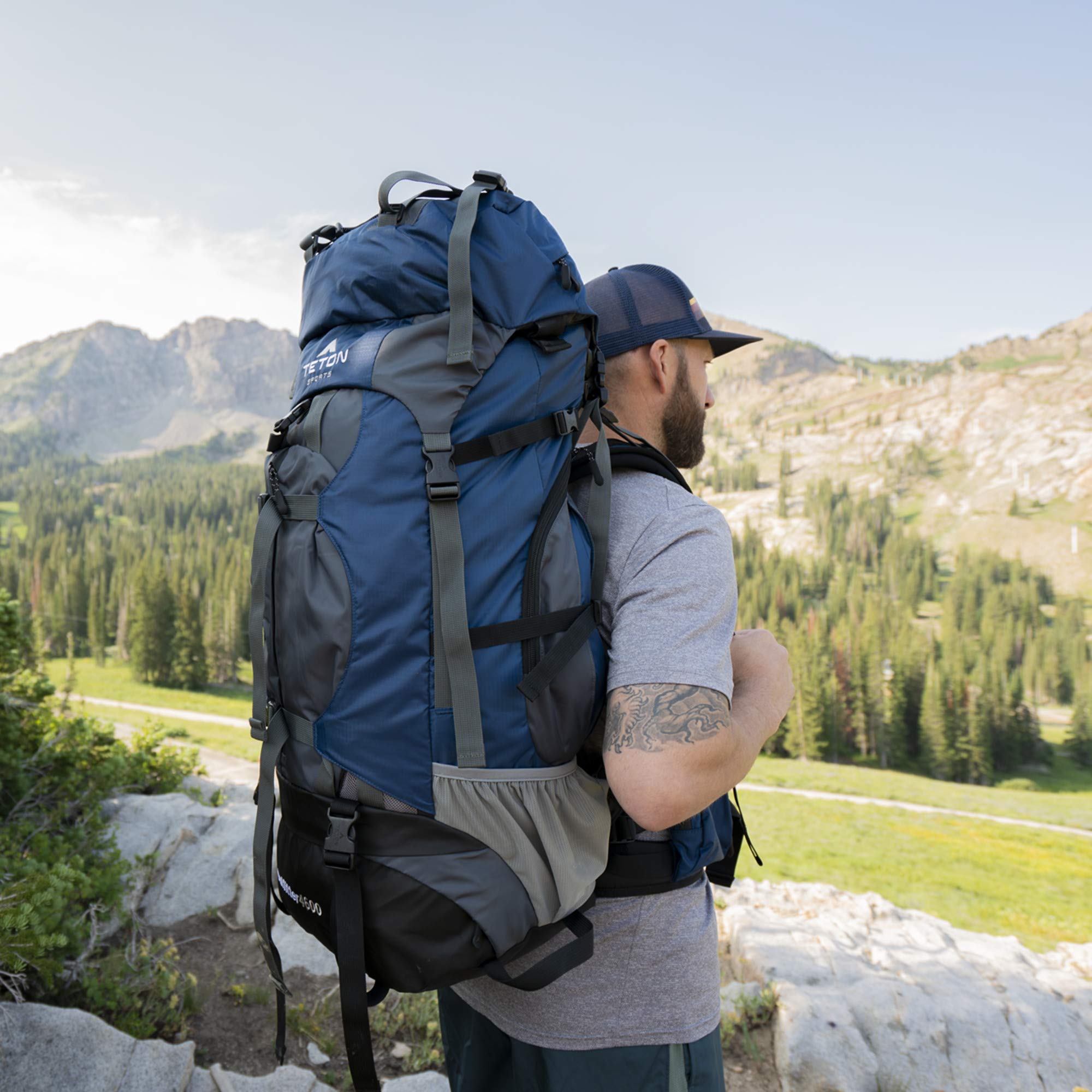 TETON Sports Outfitter 4600 Ultralight Internal Frame Backpack - 75L High-Performance Hiking & Camping Backpack for Outdoor Adventures, Travel & Trekking - Durable & Comfortable Blue Backpack for Men & Women - Perfect for Long-Distance Hiking, Mountain Climbing & Backpacking Trips