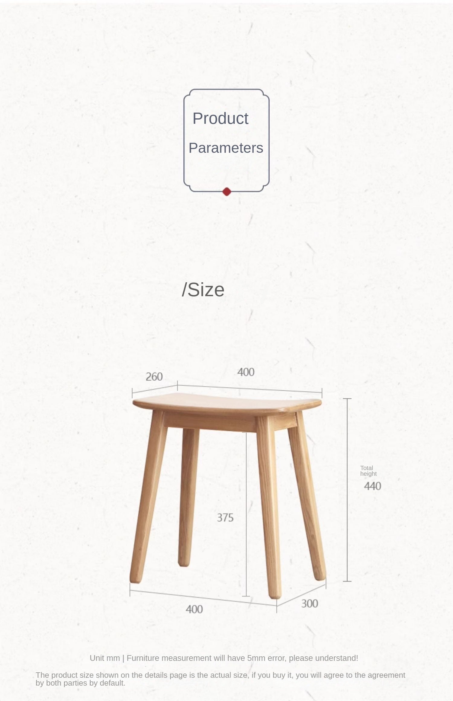 Modern Makeup Stool - Solid Oak & Ash Wood Vanity Seat for Dressing Table, Bedroom, and Salon | Elegant & Durable Beauty Furniture