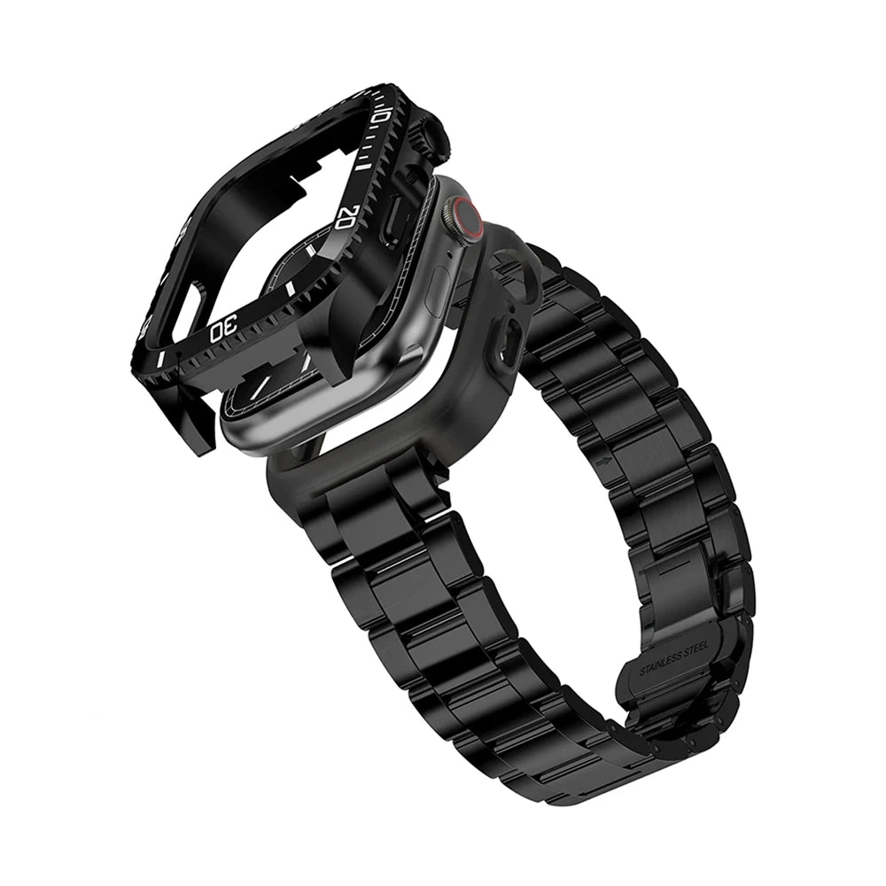 Premium ArmorLink Apple Watch Band - Durable Stainless Steel Strap for Series 9/8/7/6/SE/5/4/3/2/1 - Adjustable Magnetic Closure - Perfect for Workouts, Outdoor Activities & Everyday Wear