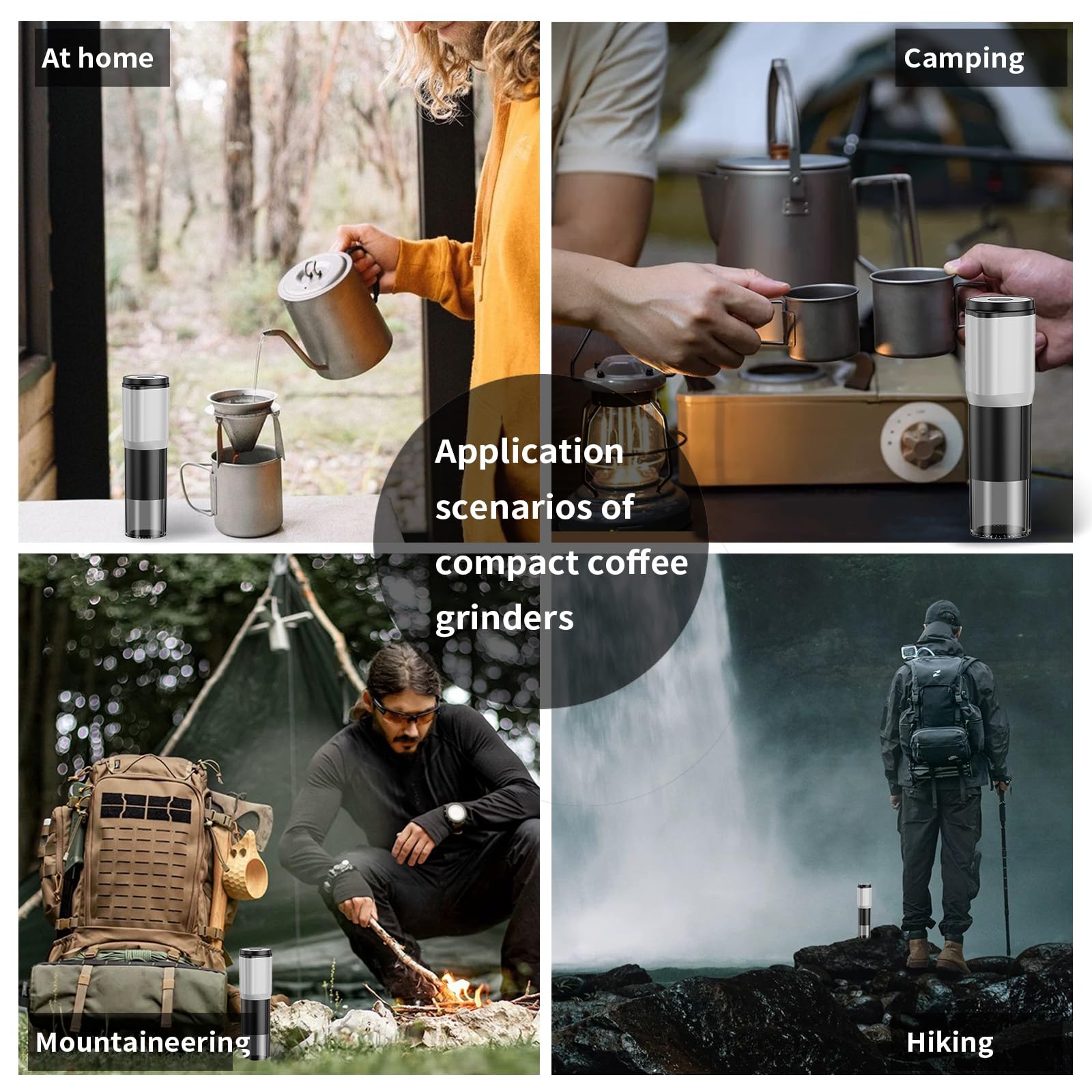 T-mark Single Person Portable Conical Burr Coffee Grinder - Cordless Electric Coffee Bean Grinder with Clean Brush for Travel, Camping, Office & Home Use | Perfect for Fresh Ground Coffee Anywhere